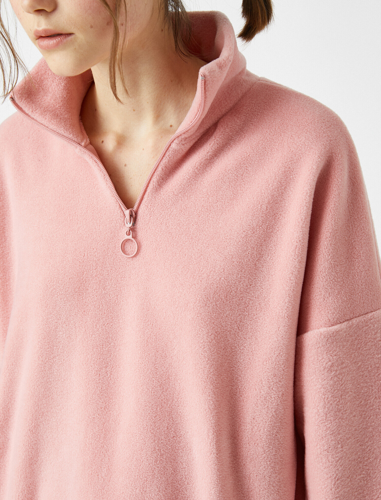   Fermuar Detaylı Polar Sweatshirt