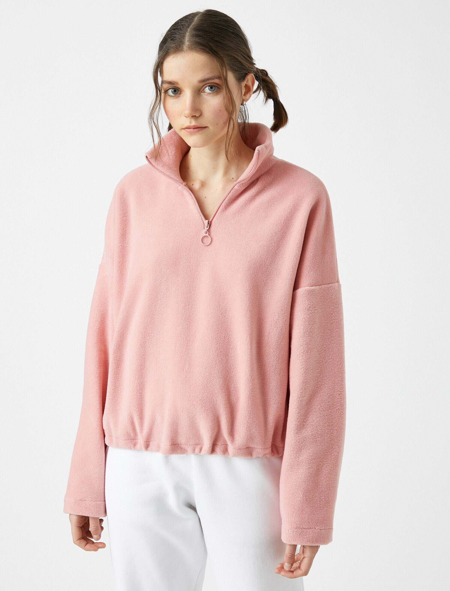   Fermuar Detaylı Polar Sweatshirt