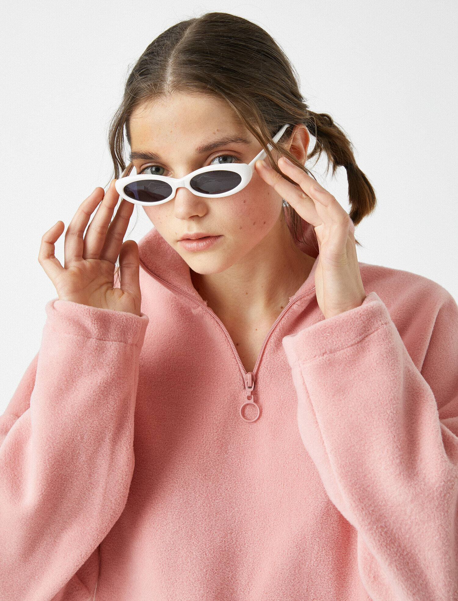   Fermuar Detaylı Polar Sweatshirt