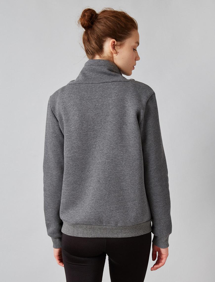   Şal Yaka Baskılı Sweatshirt
