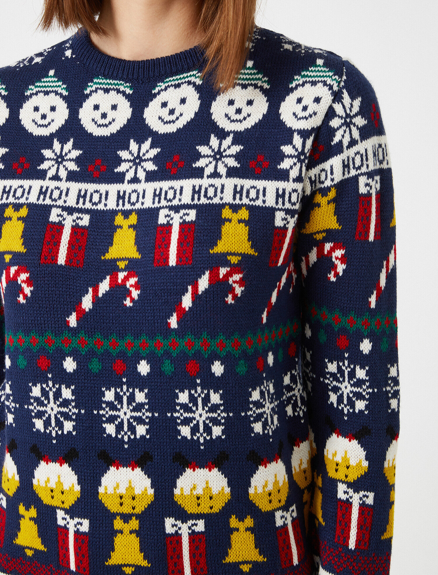   Bisiklet Yaka Desenli Triko Kazak