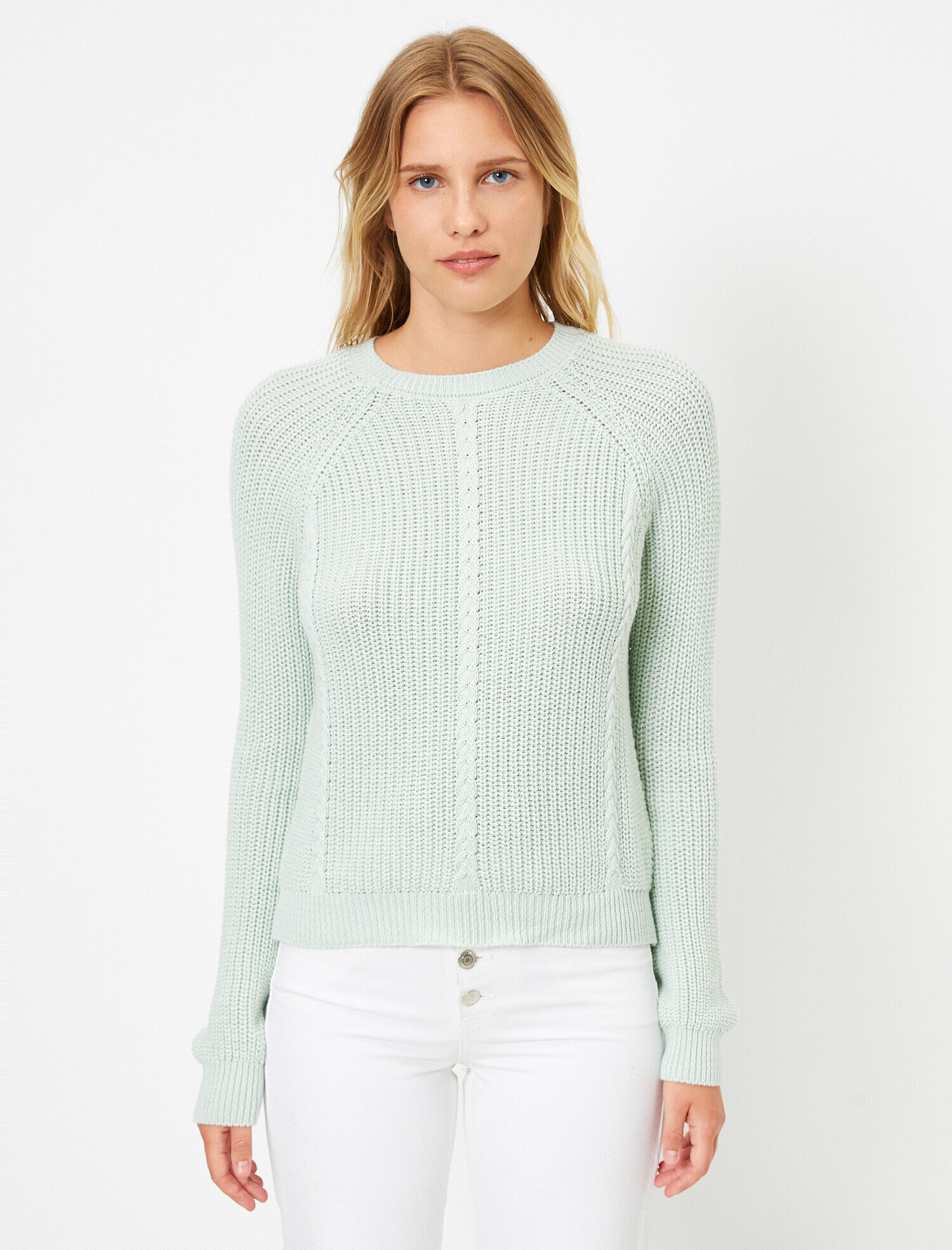 Bisiklet Yaka Saç Örgülü Triko Kazak