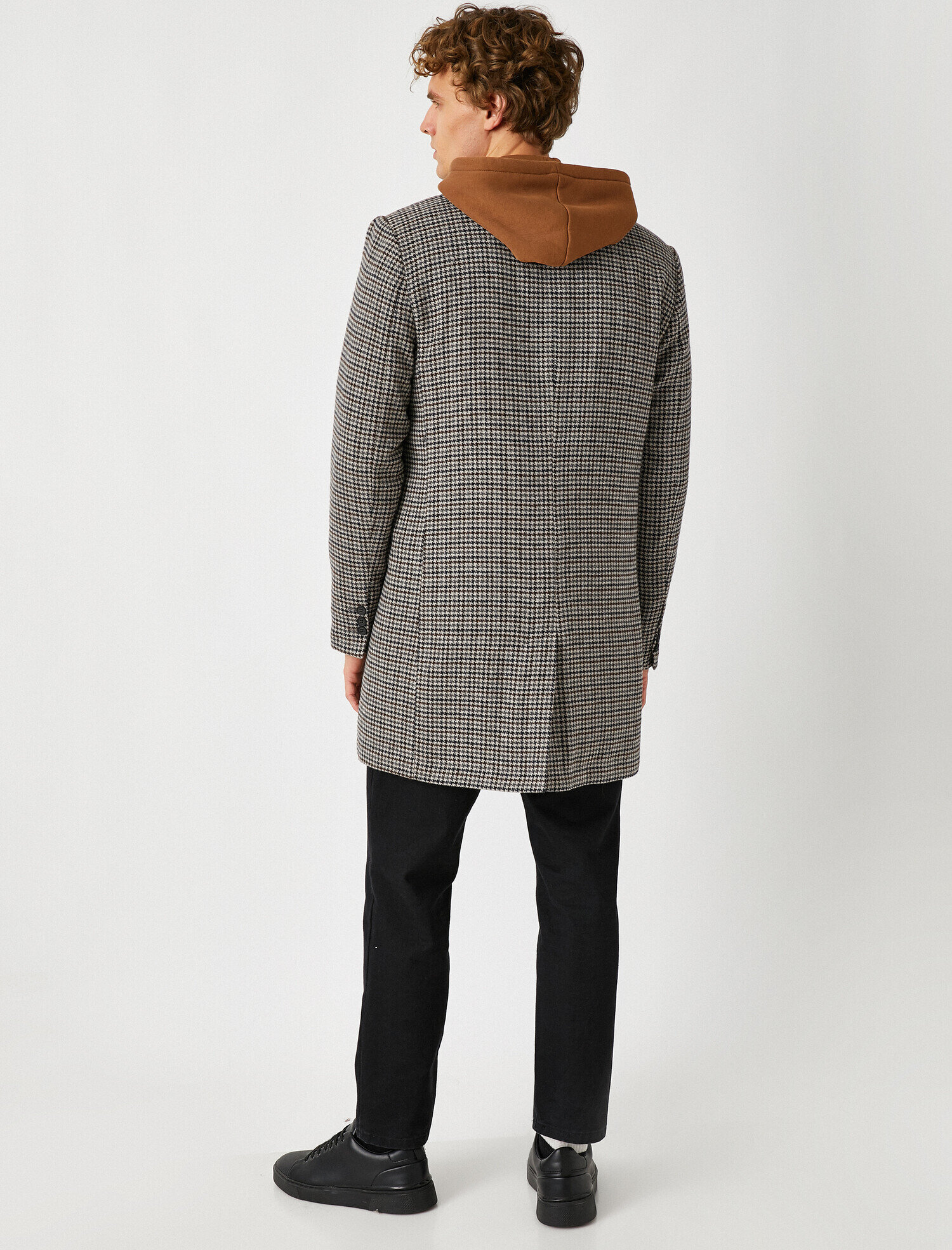 Kazayağı Desenli Cepli Kaban