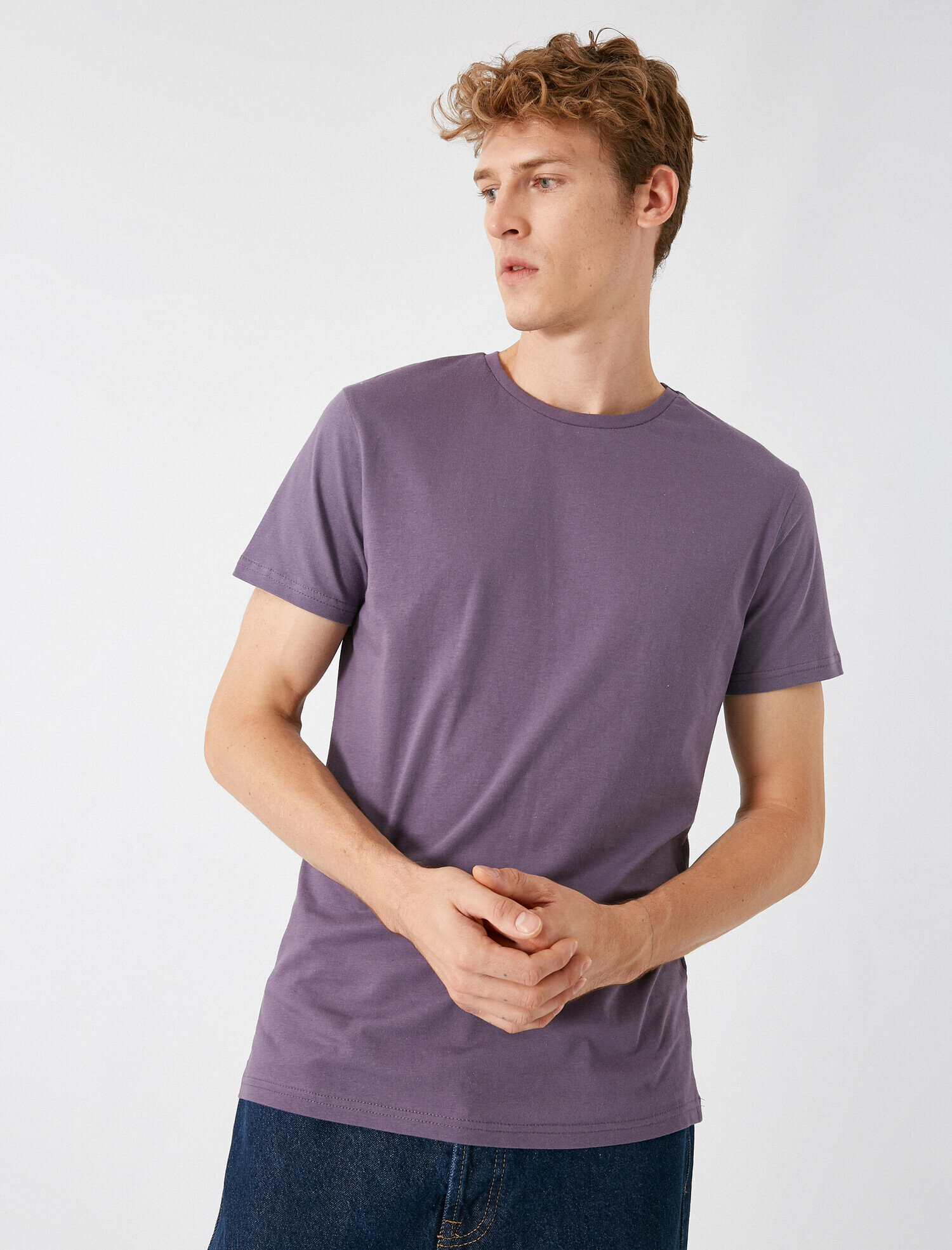   Pamuklu Bisiklet Yaka Kısa Kollu Tişört