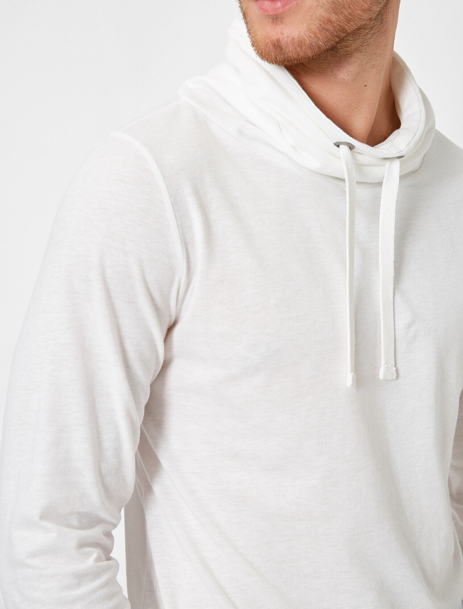   Slim Fit Pamuklu Şal Yaka Basic Uzun Kollu Tişört