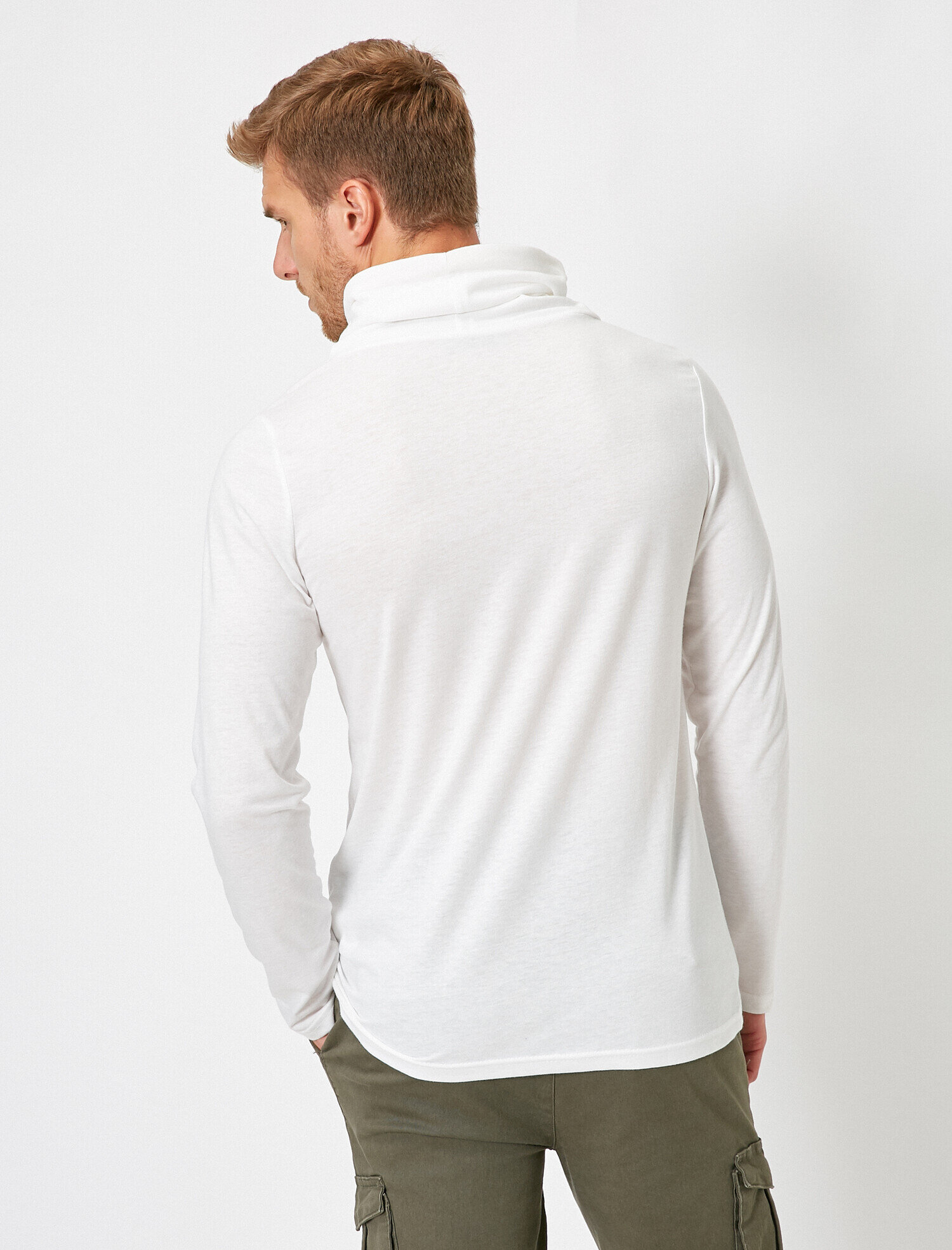   Slim Fit Pamuklu Şal Yaka Basic Uzun Kollu Tişört