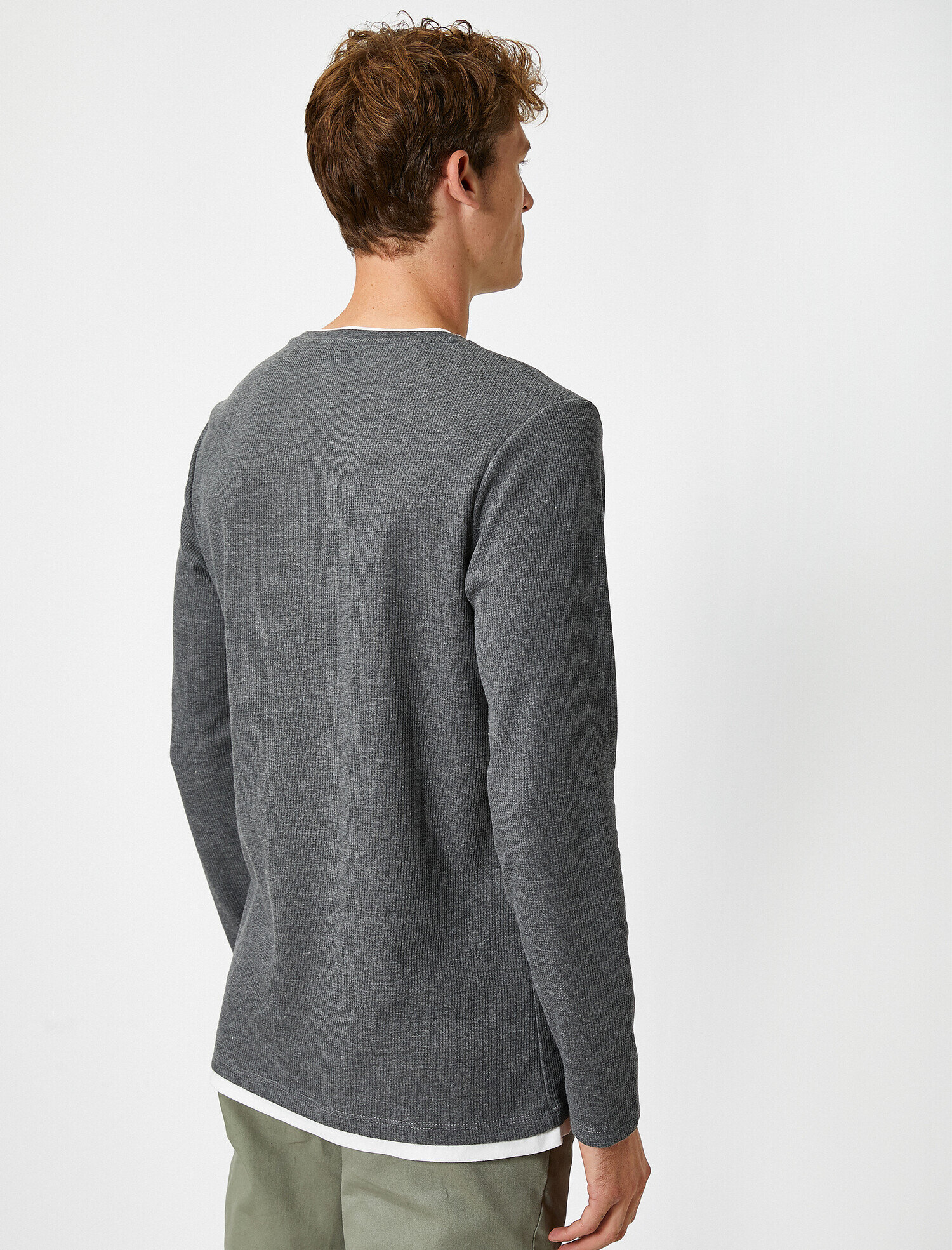   Pamuklu Basic Bisiklet Yaka Uzun Kollu Regular Fit Tişört