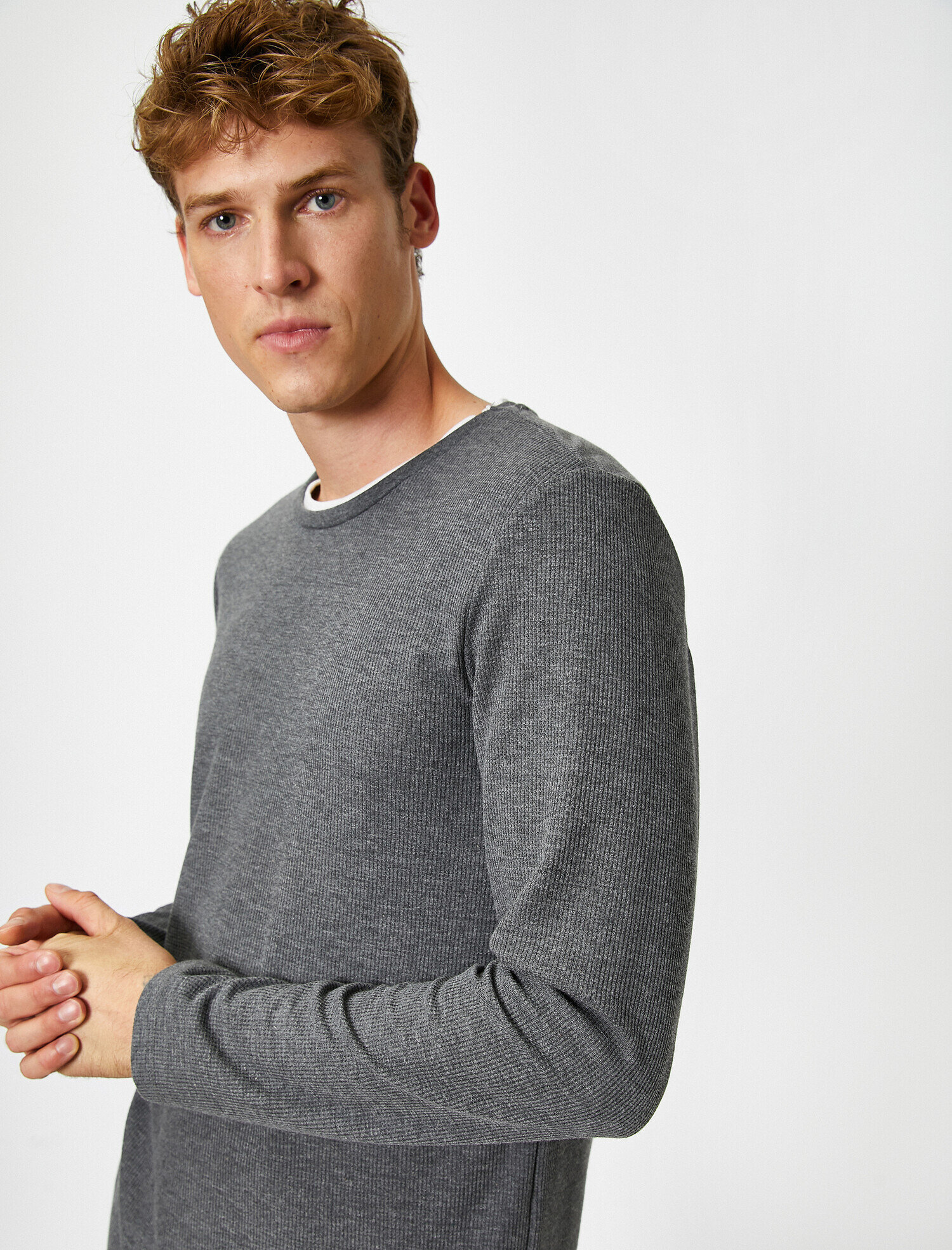   Pamuklu Basic Bisiklet Yaka Uzun Kollu Regular Fit Tişört