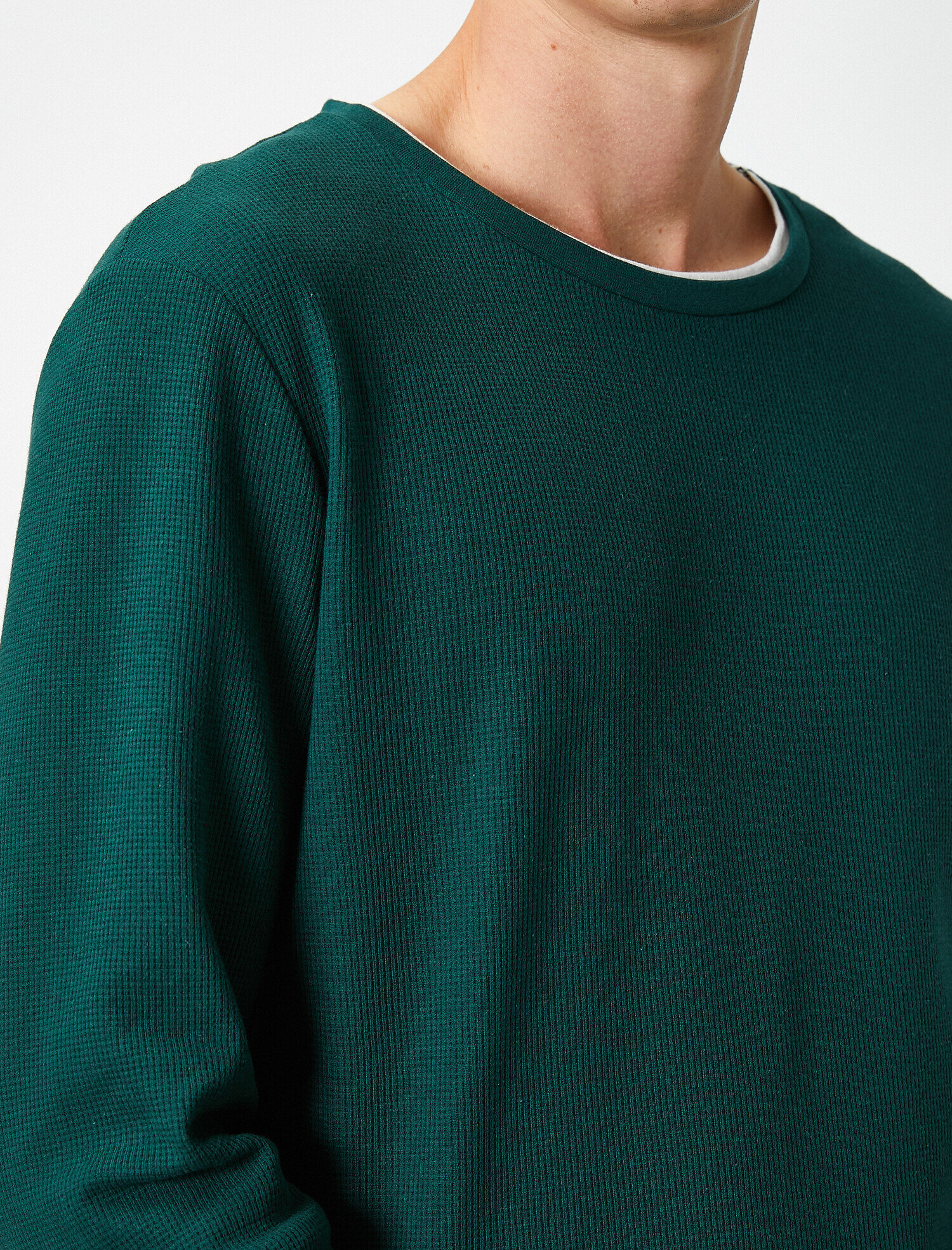 Pamuklu Basic Bisiklet Yaka Uzun Kollu Regular Fit Tişört