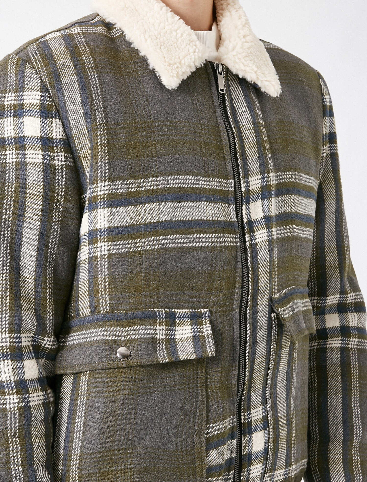   Fermuarlı Ceket Yaka Detaylı Cepli