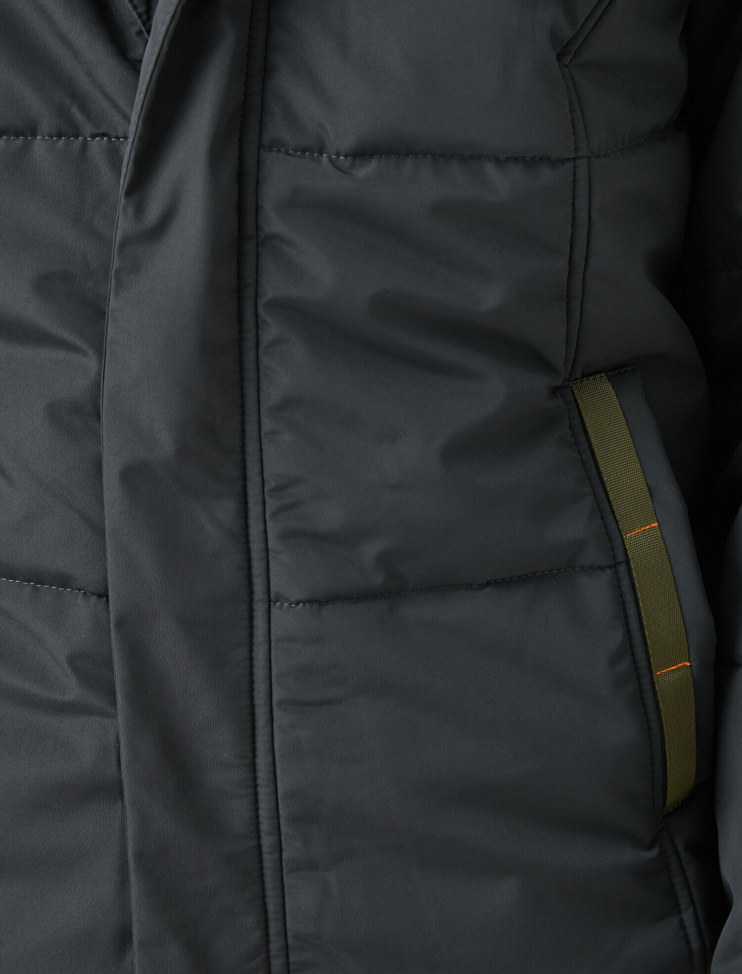   Dik Yaka Kapüşonlu Fermuarlı Kaban