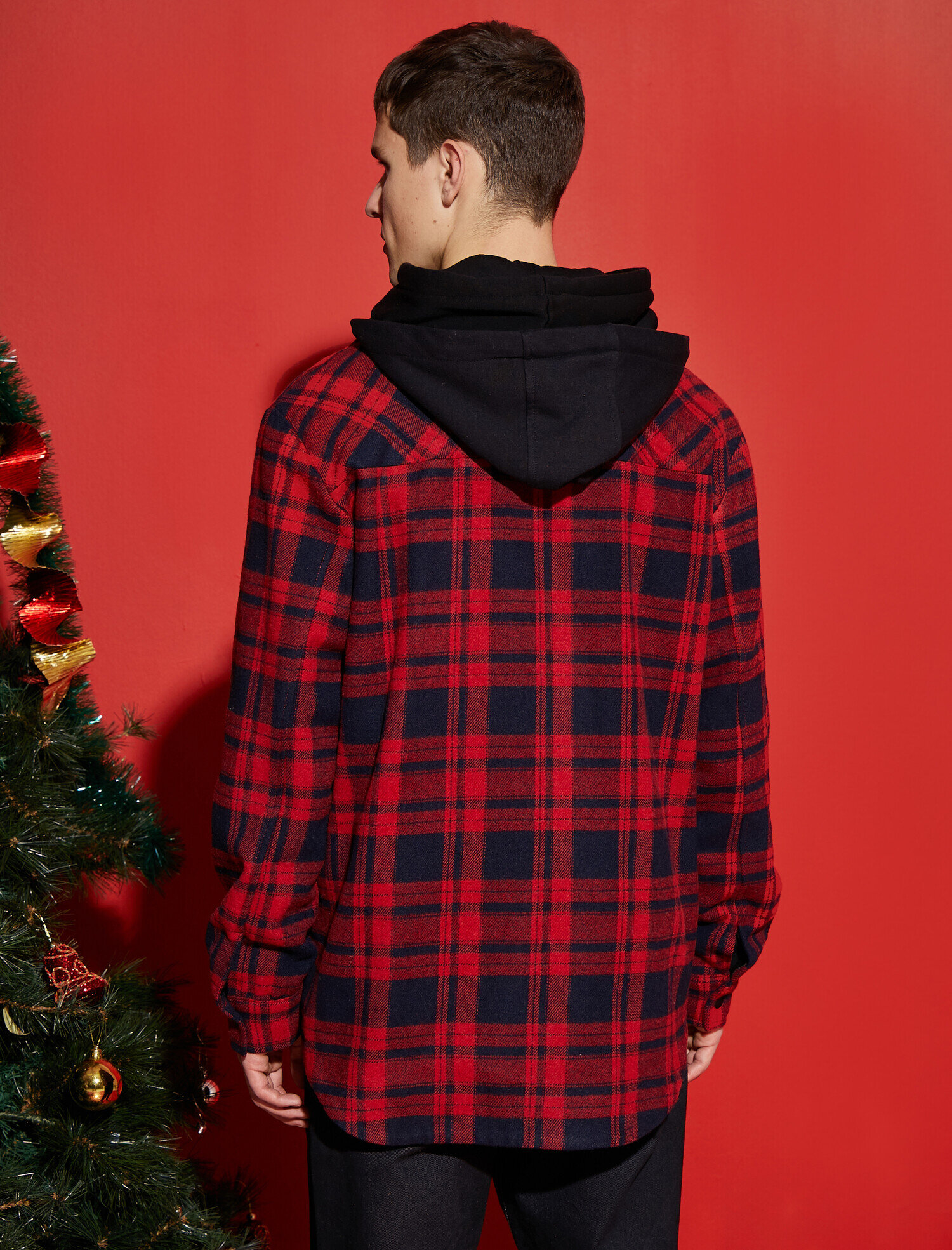   Ekose Kapüşonlu Shacket