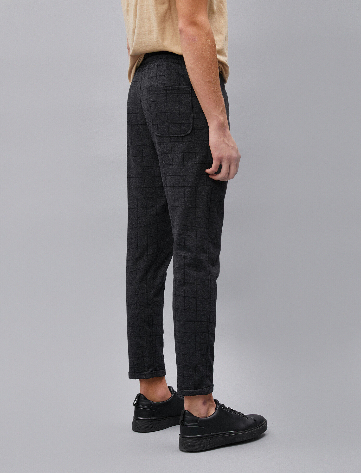   Kareli Beli Bağlamalı Eşofman Altı