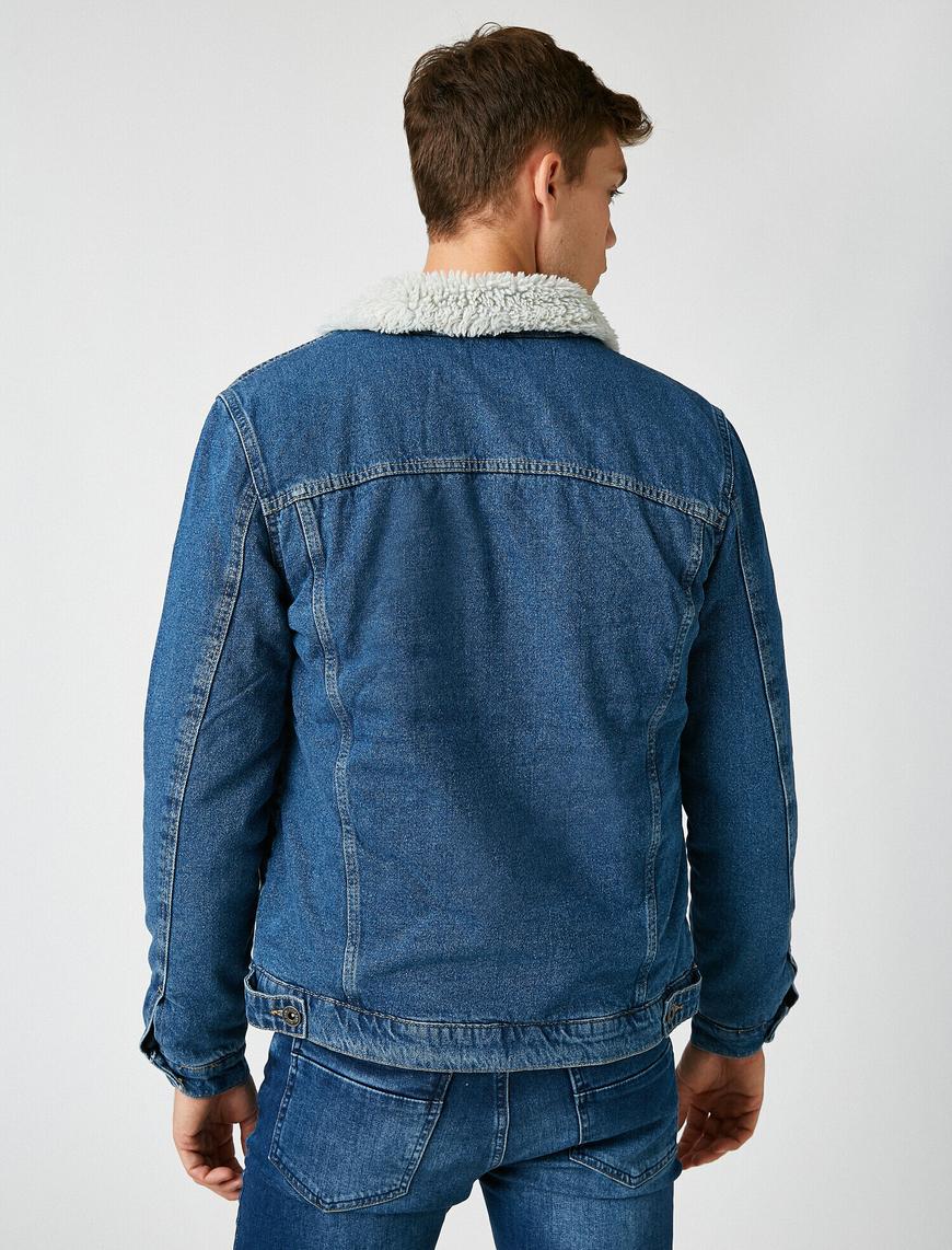   Şerpalı Gömlek Yaka Pamuklu Jean Ceket