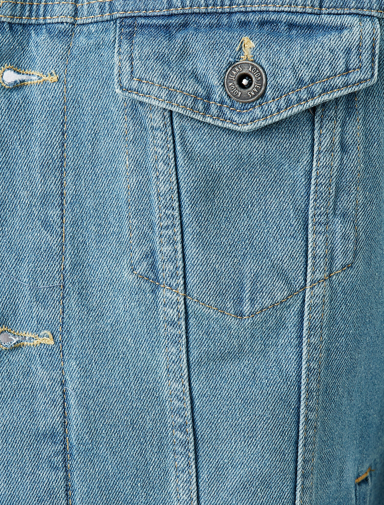   Pamuklu Şerpalı Gömlek Yaka Cepli Jean Ceket