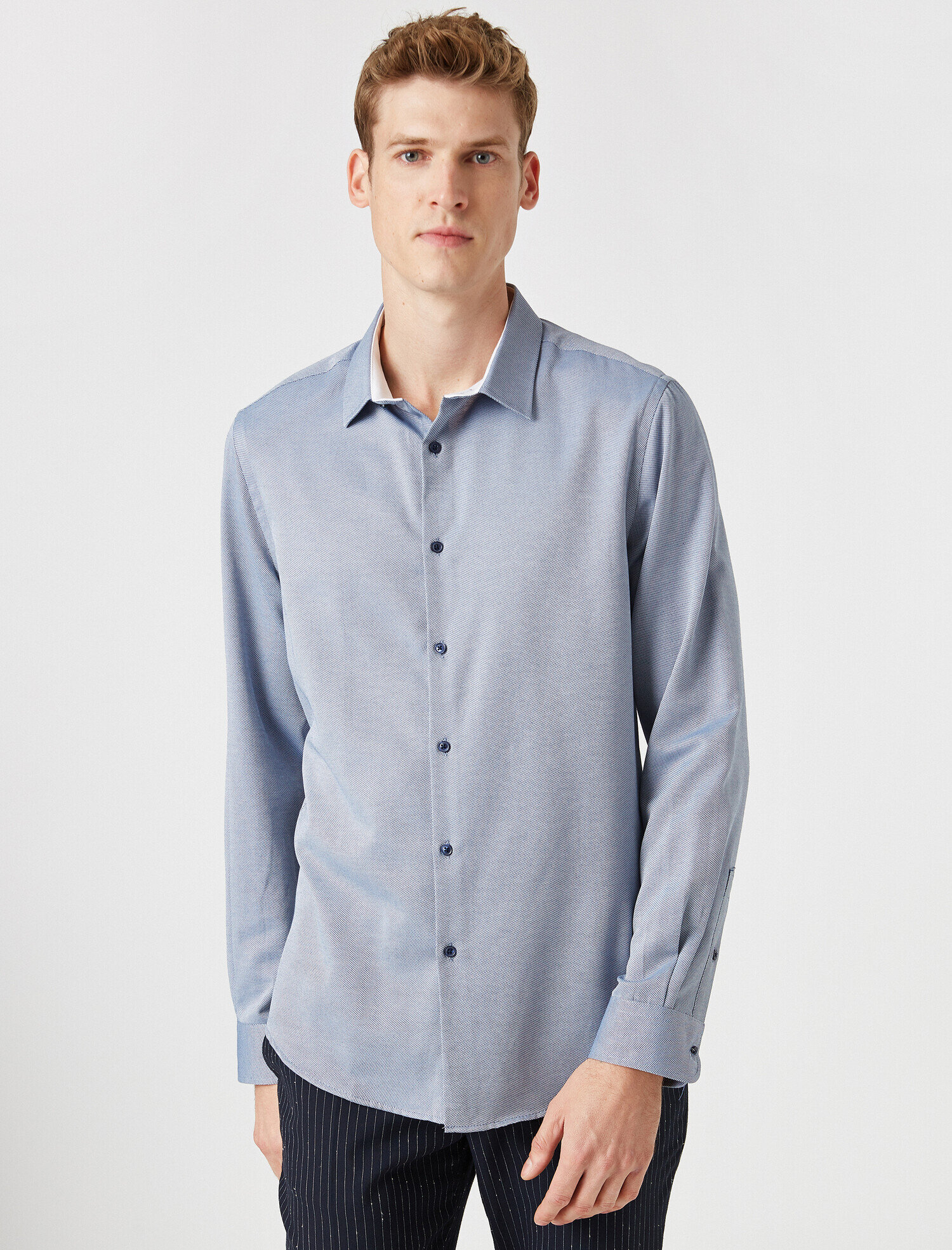   Uzun Kollu Klasik Yaka Basic Gömlek Non Iron