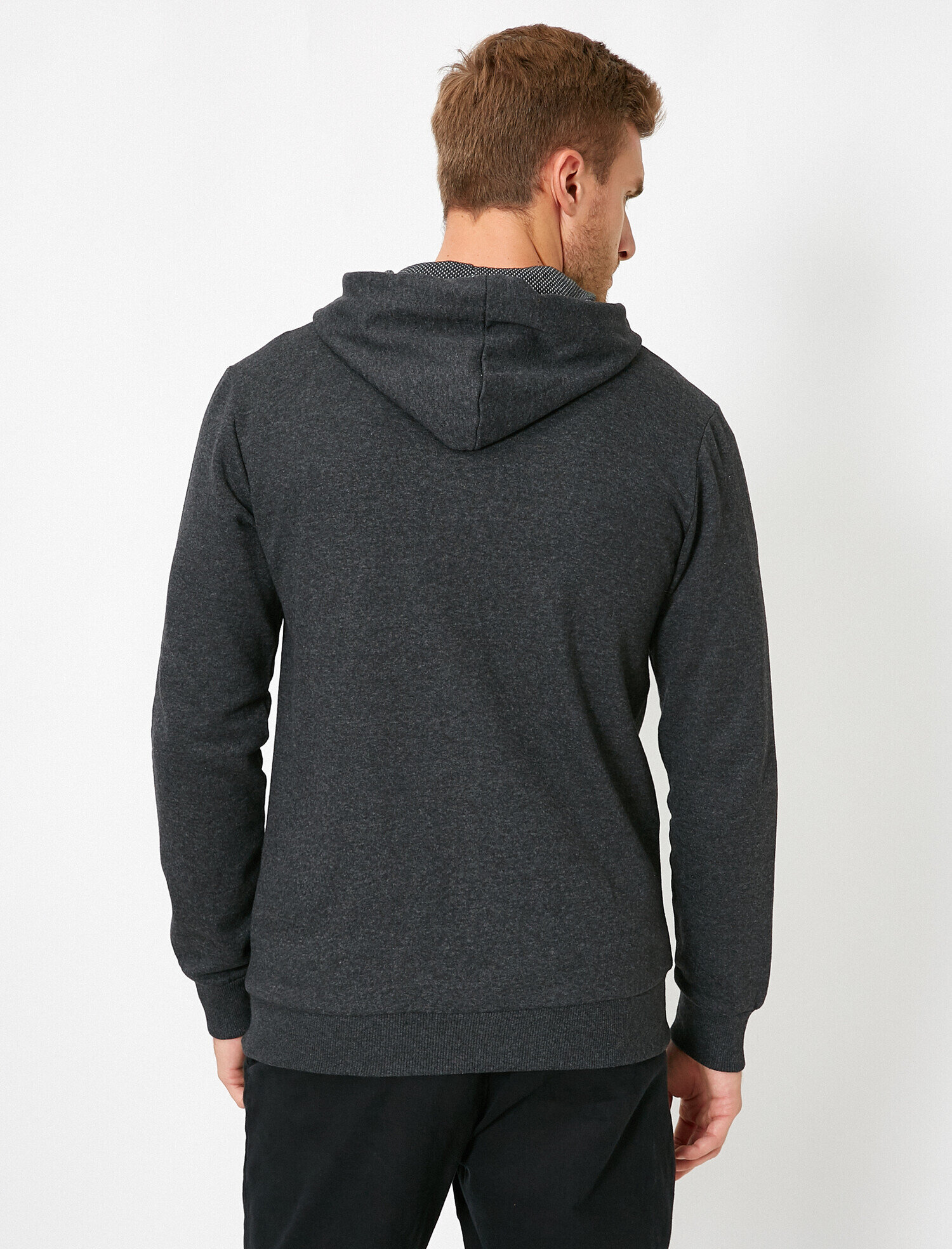   Uzun Kollu Kapüşonlu Fermuarlı Sweatshirt