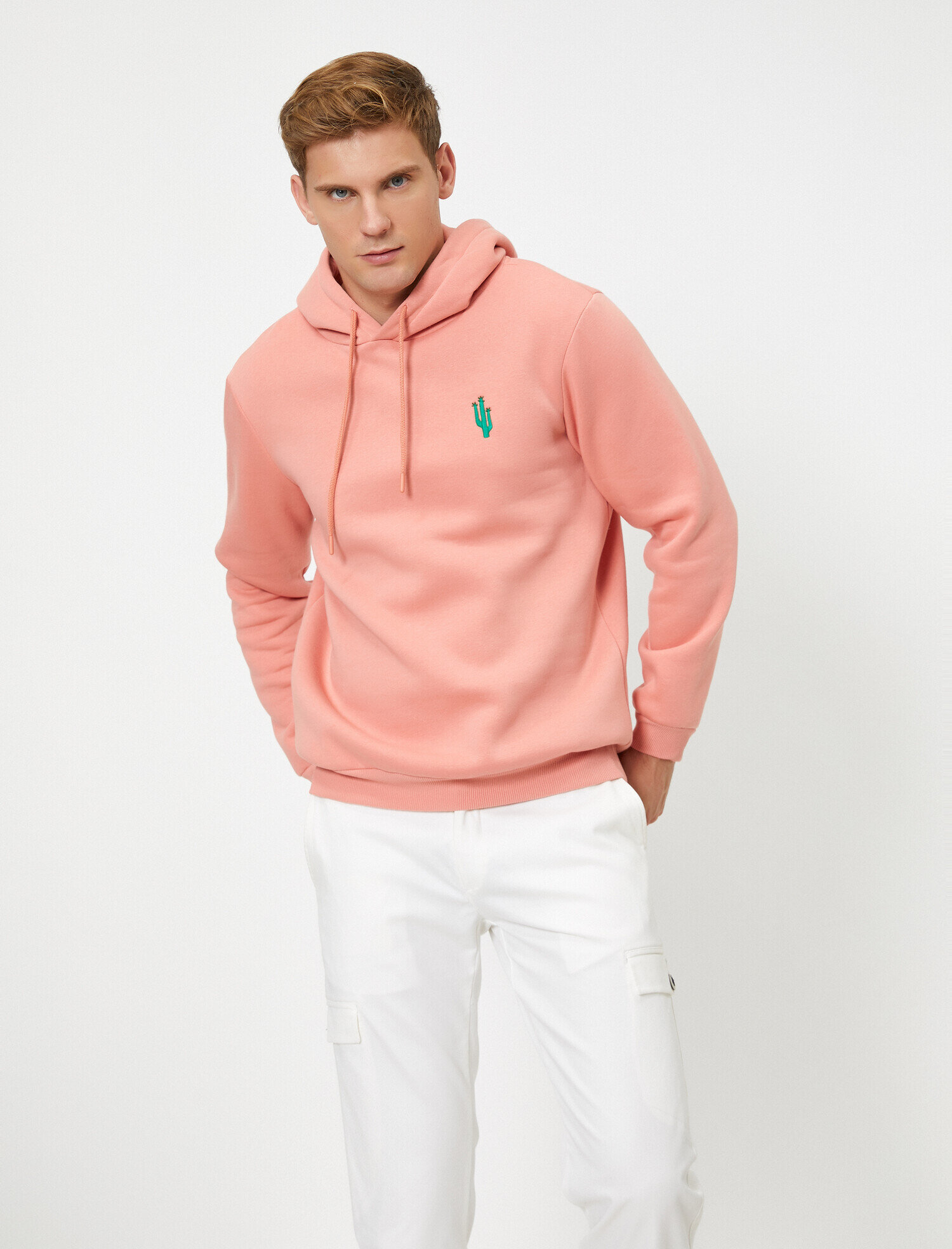   Kapüşonlu İşleme Detaylı Uzun Kollu Sweatshirt