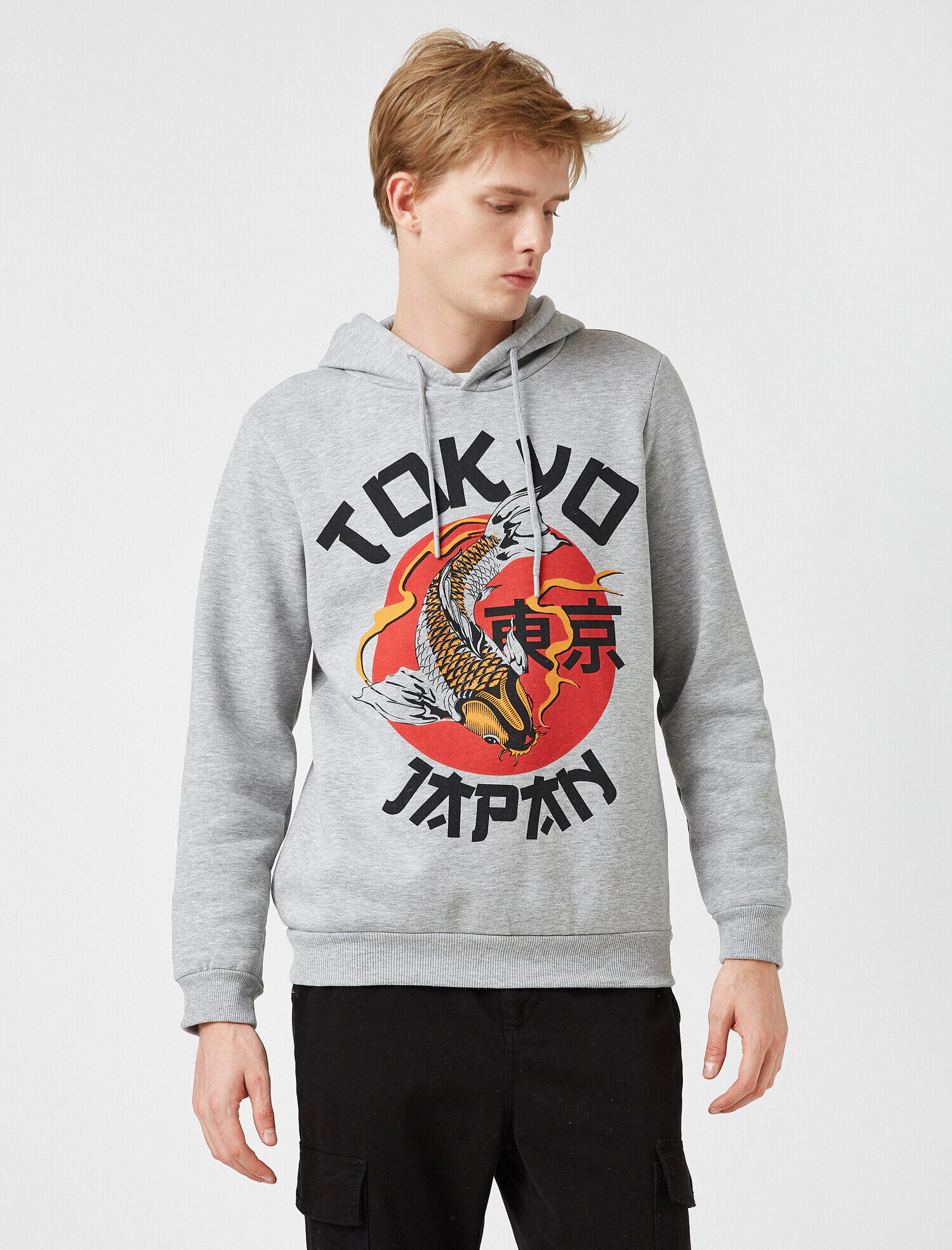   Baskılı Kapüşonlu Uzun Kollu Sweatshirt