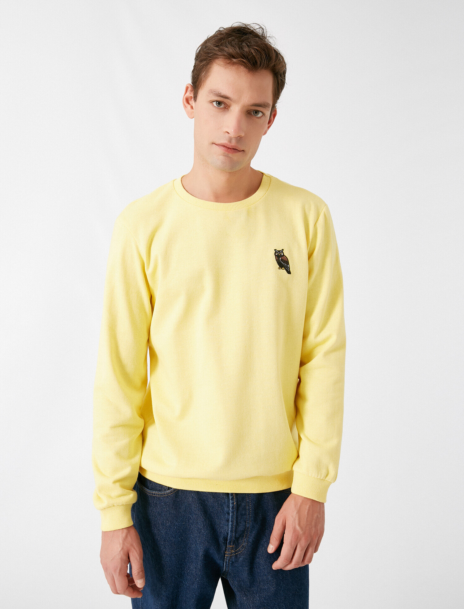   Bisiklet Yaka İşlemeli Uzun Kollu Sweatshirt