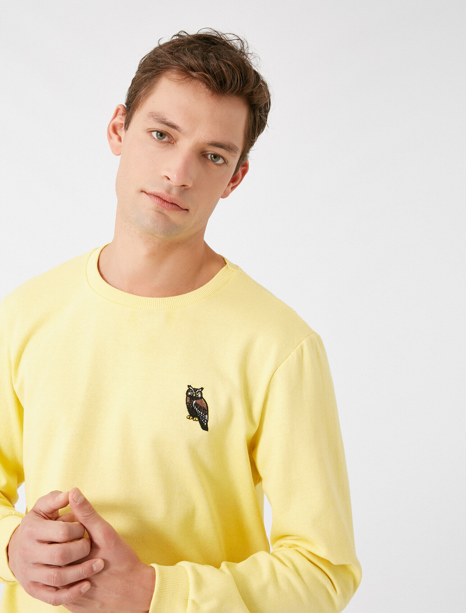   Bisiklet Yaka İşlemeli Uzun Kollu Sweatshirt