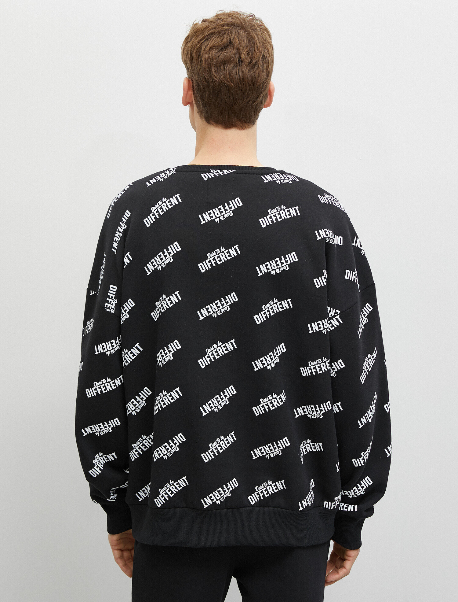   Baskılı Bisiklet Yaka Uzun Kollu Sweatshirt