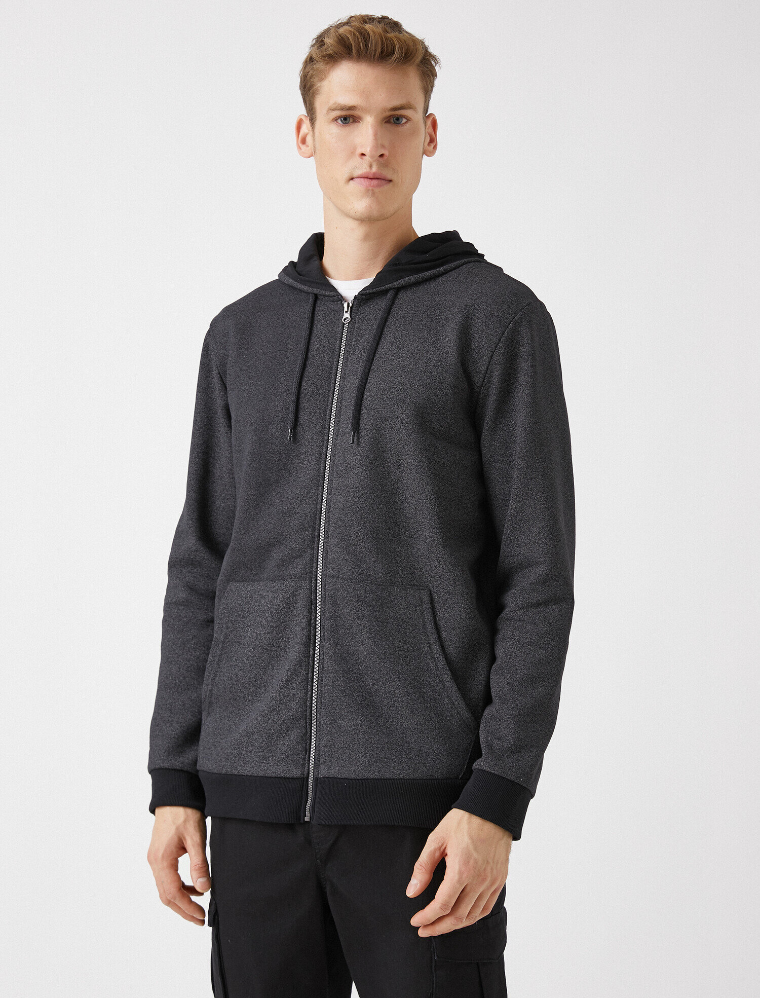  Fermuarlı Cepli Basic Uzun Kollu Sweatshirt