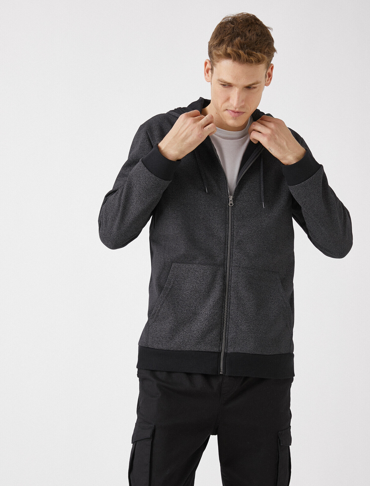   Fermuarlı Cepli Basic Uzun Kollu Sweatshirt