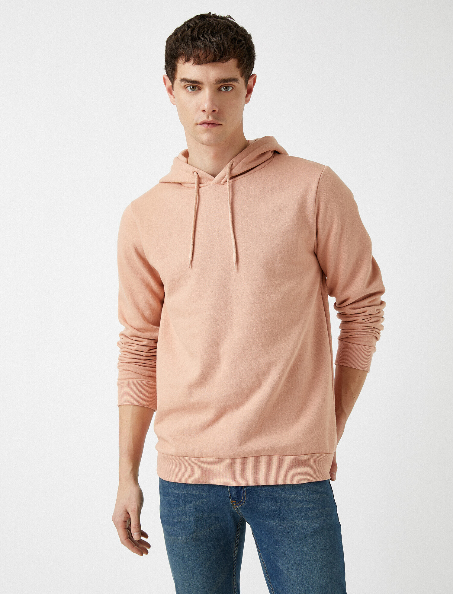   Basic Uzun Kollu Kapüşonlu Pamuklu Sweatshirt