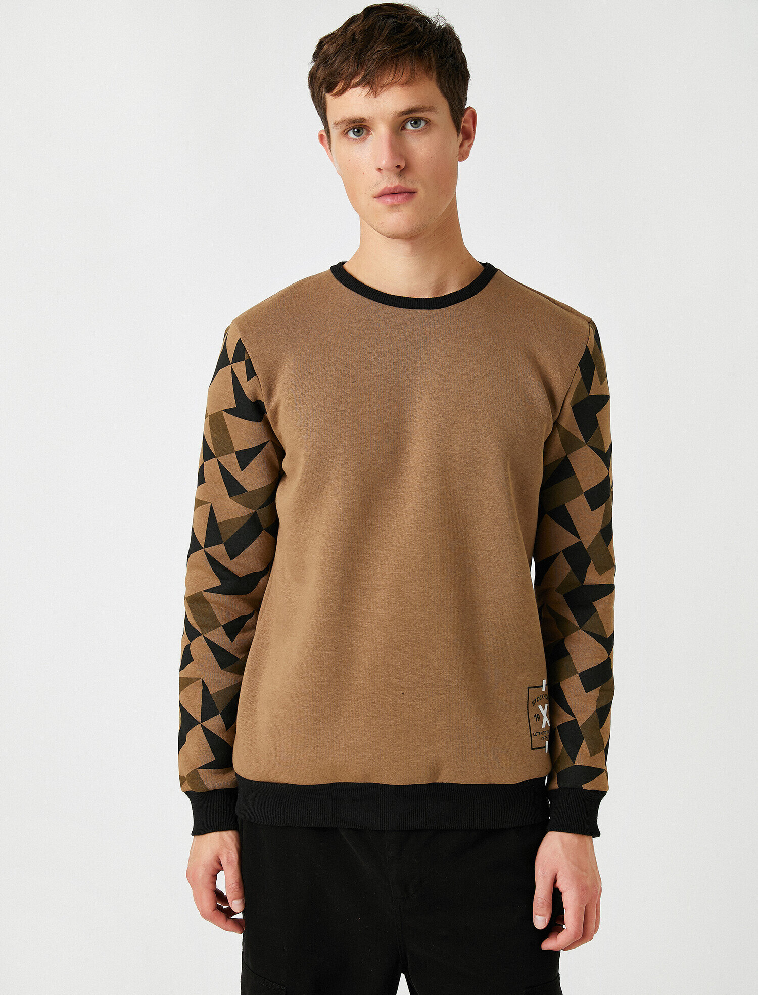   Bisiklet Yaka Baskılı Sweatshirt
