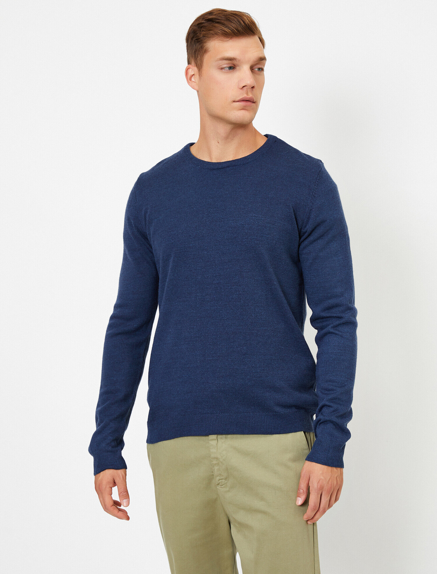   Basic Triko Kazak Bisiklet Yaka Uzun Kollu