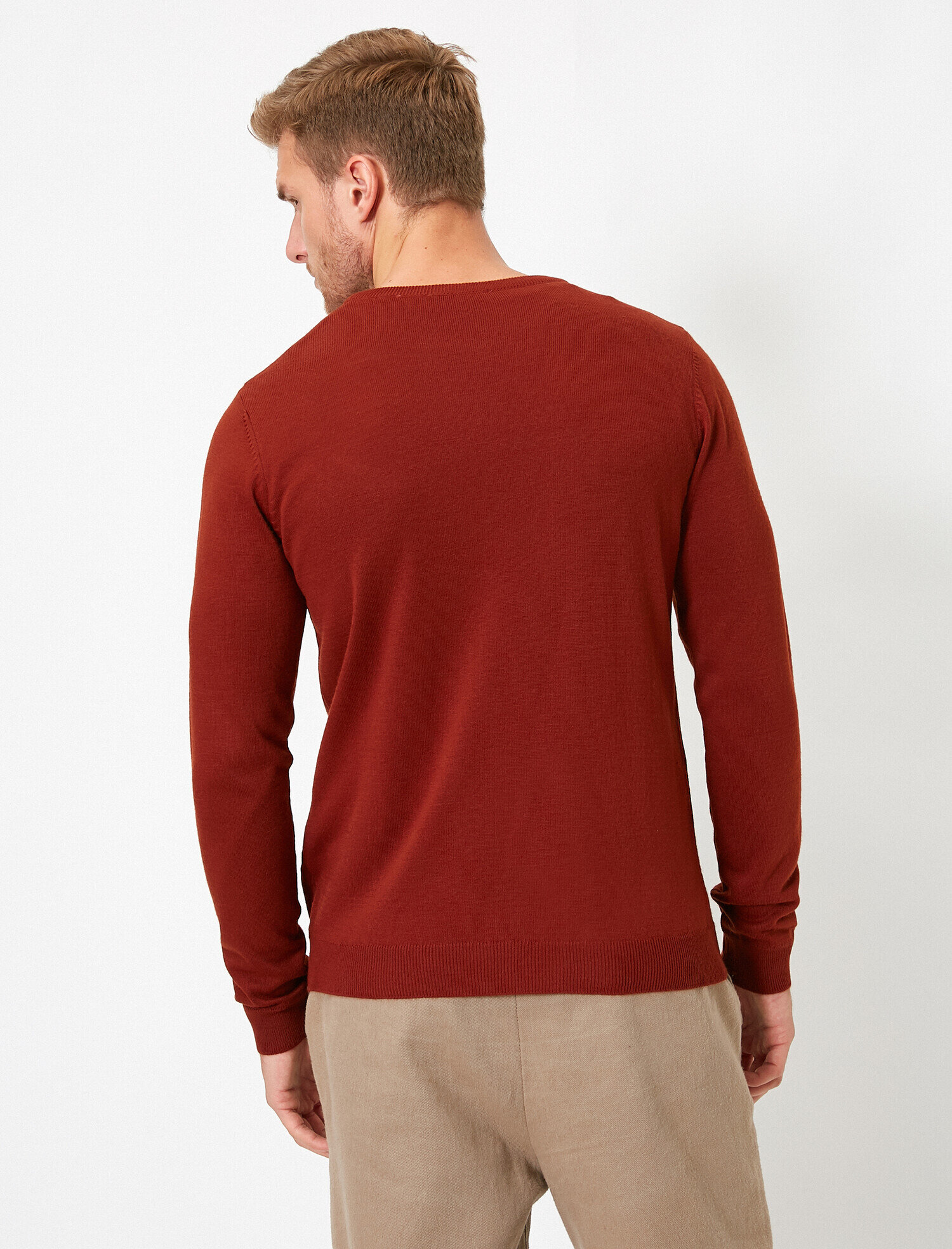   Basic Triko Kazak Bisiklet Yaka Uzun Kollu