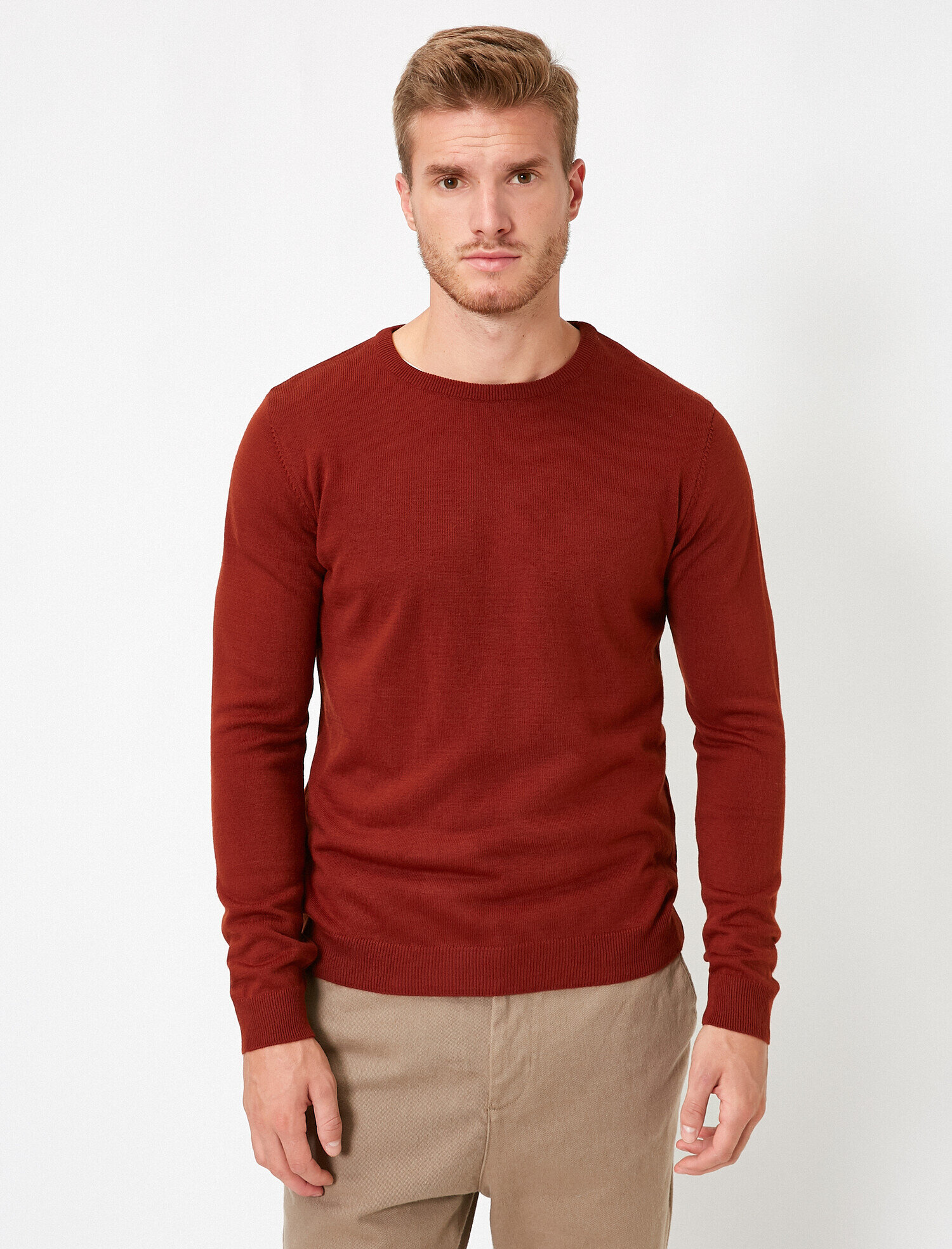   Basic Triko Kazak Bisiklet Yaka Uzun Kollu