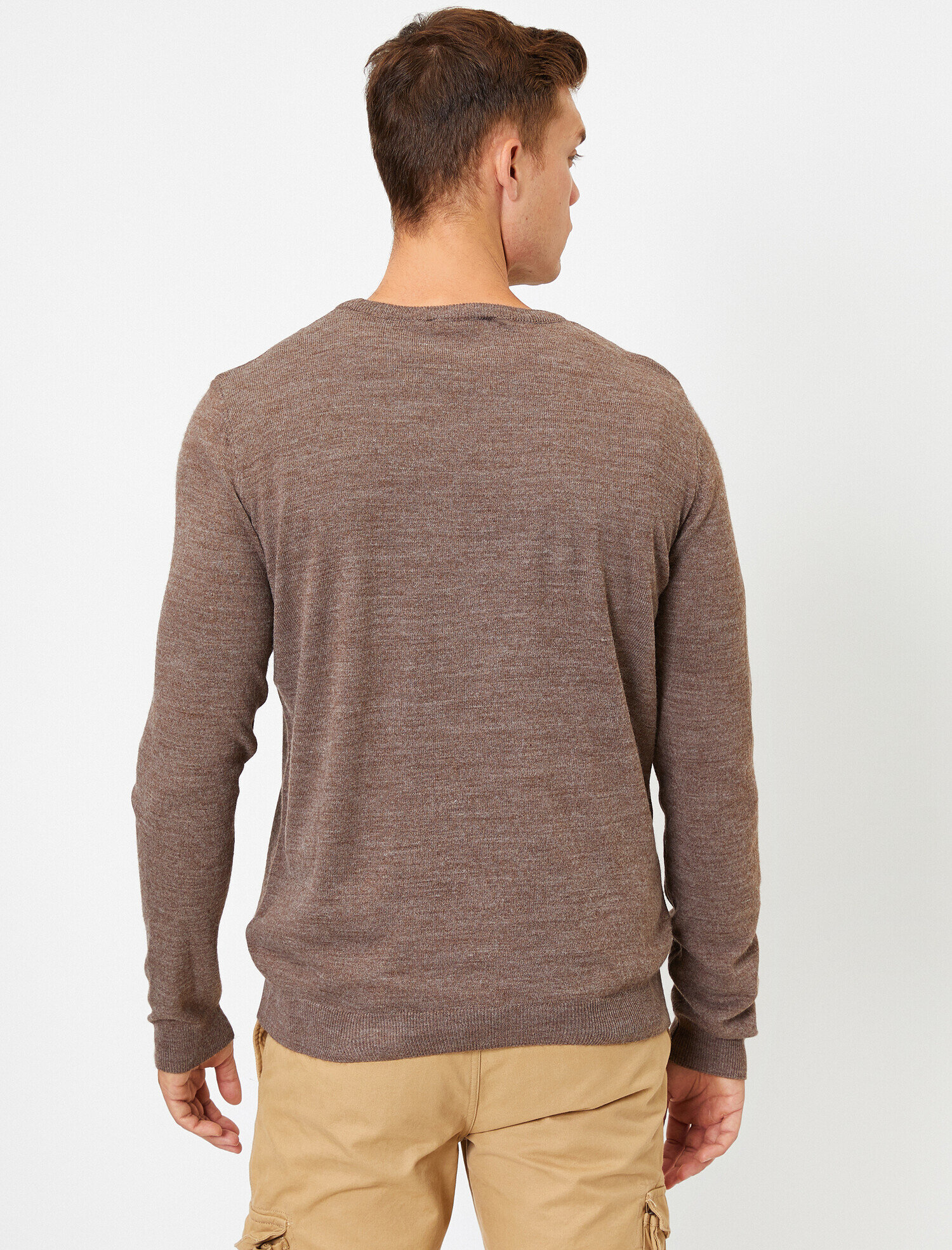 Basic Triko Kazak Bisiklet Yaka Uzun Kollu