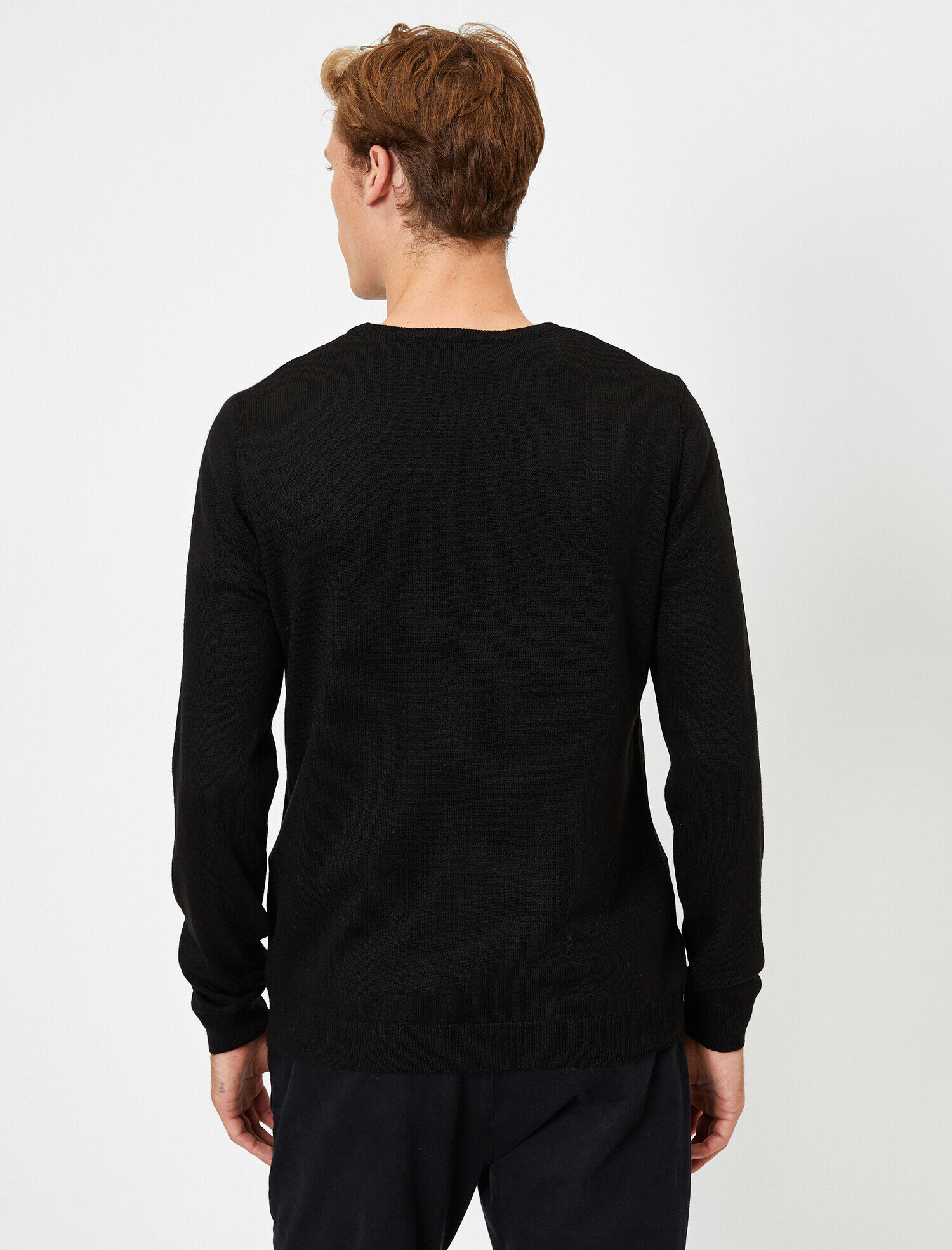   Basic Triko Kazak Bisiklet Yaka Uzun Kollu