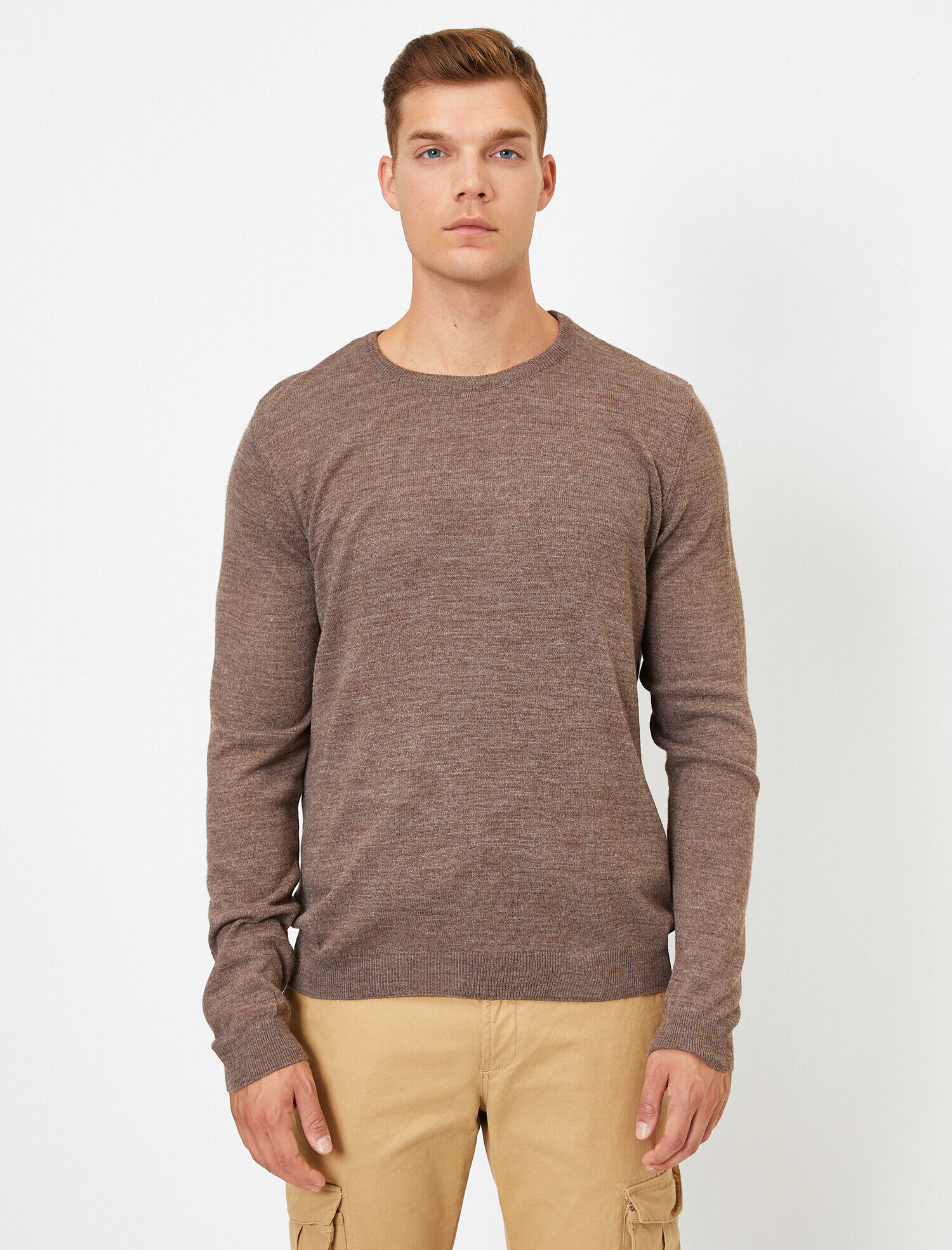 Basic Triko Kazak Bisiklet Yaka Uzun Kollu