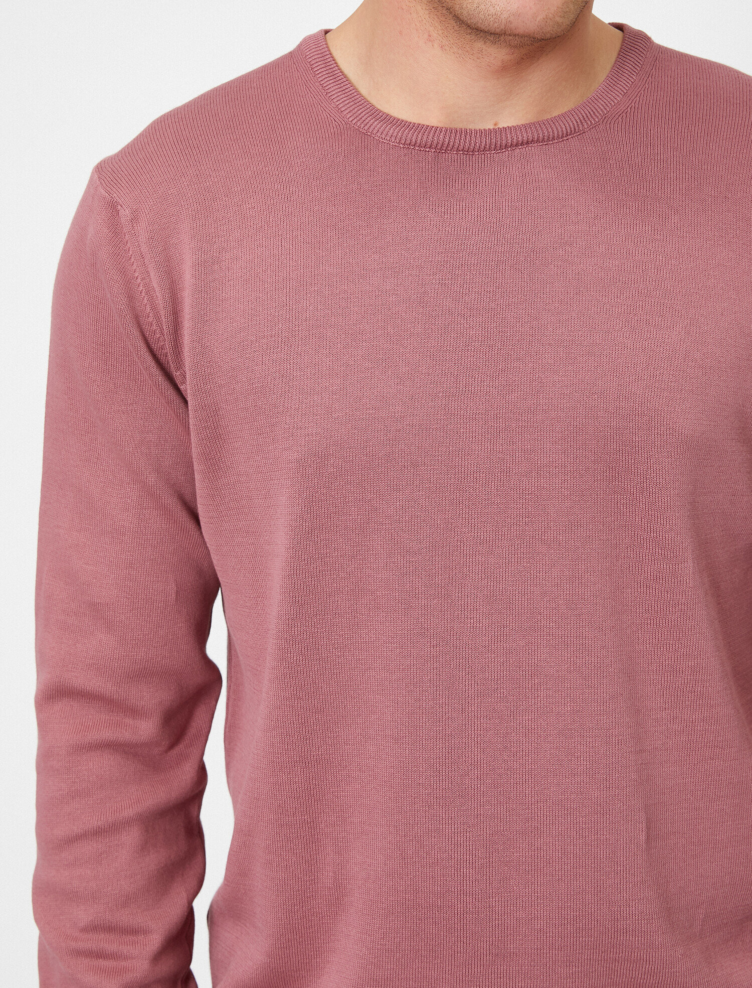   Basic Triko Kazak Bisiklet Yaka Uzun Kollu