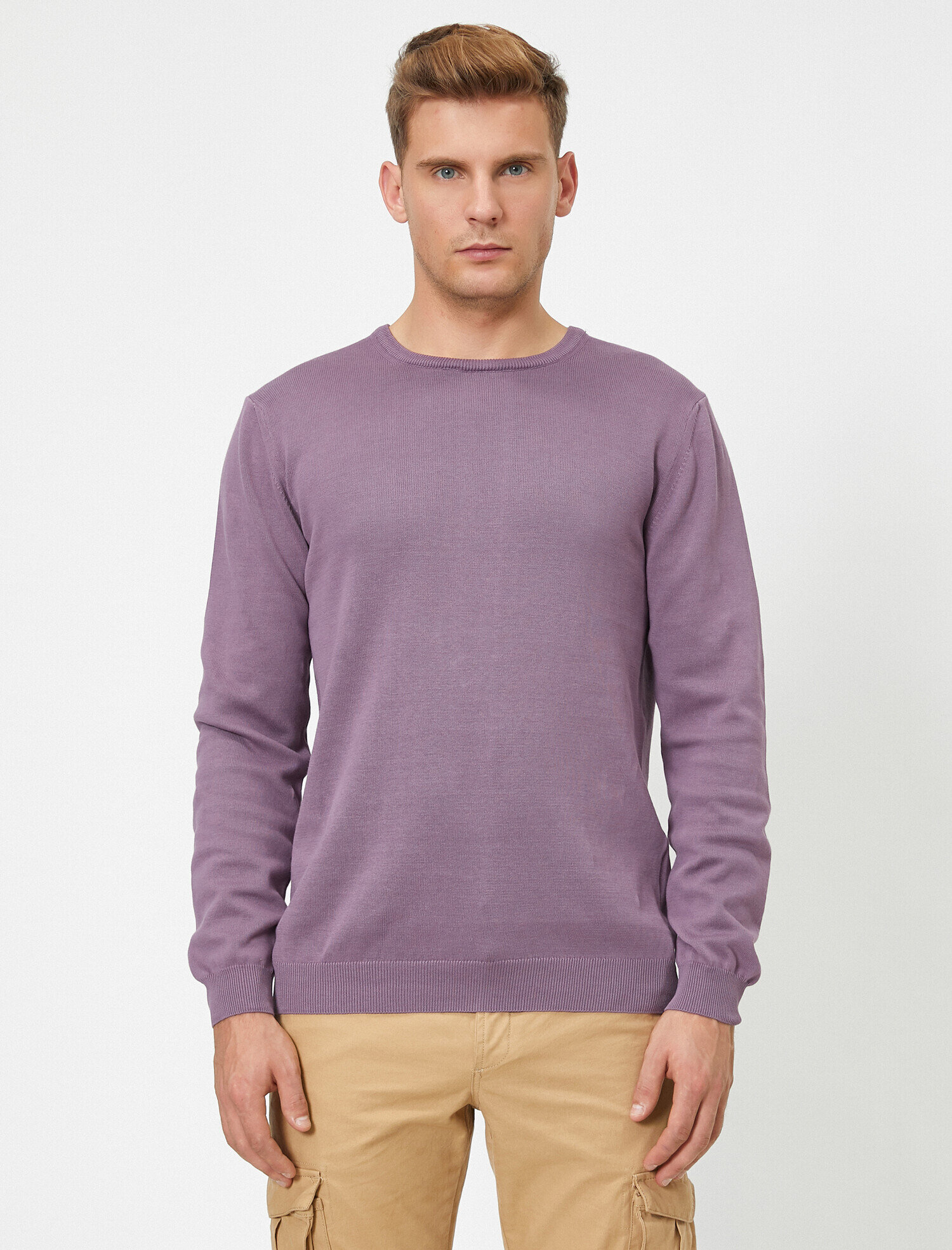   Basic Triko Kazak Bisiklet Yaka Uzun Kollu