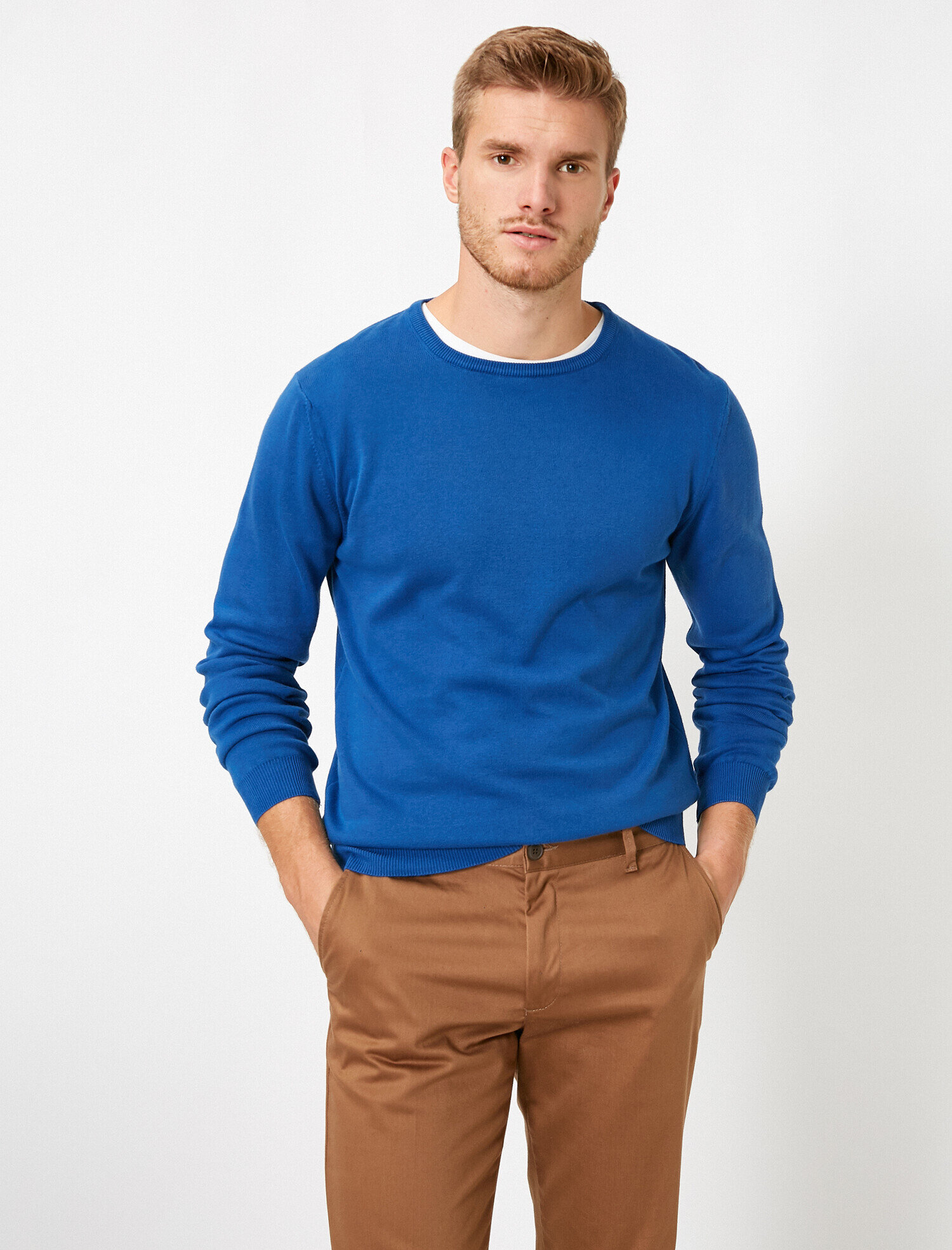   Basic Triko Kazak Bisiklet Yaka Uzun Kollu