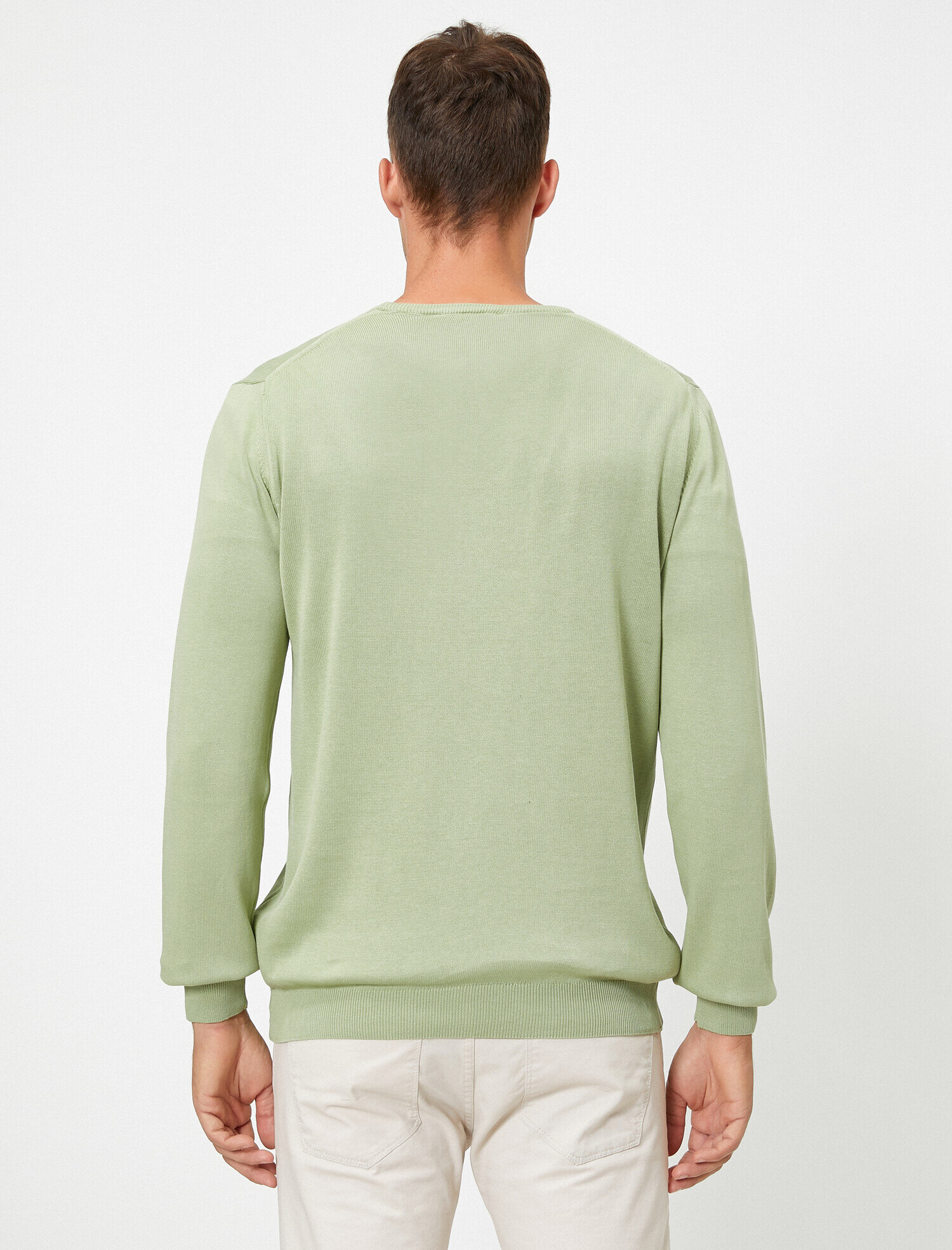   Basic Triko Kazak Bisiklet Yaka Uzun Kollu