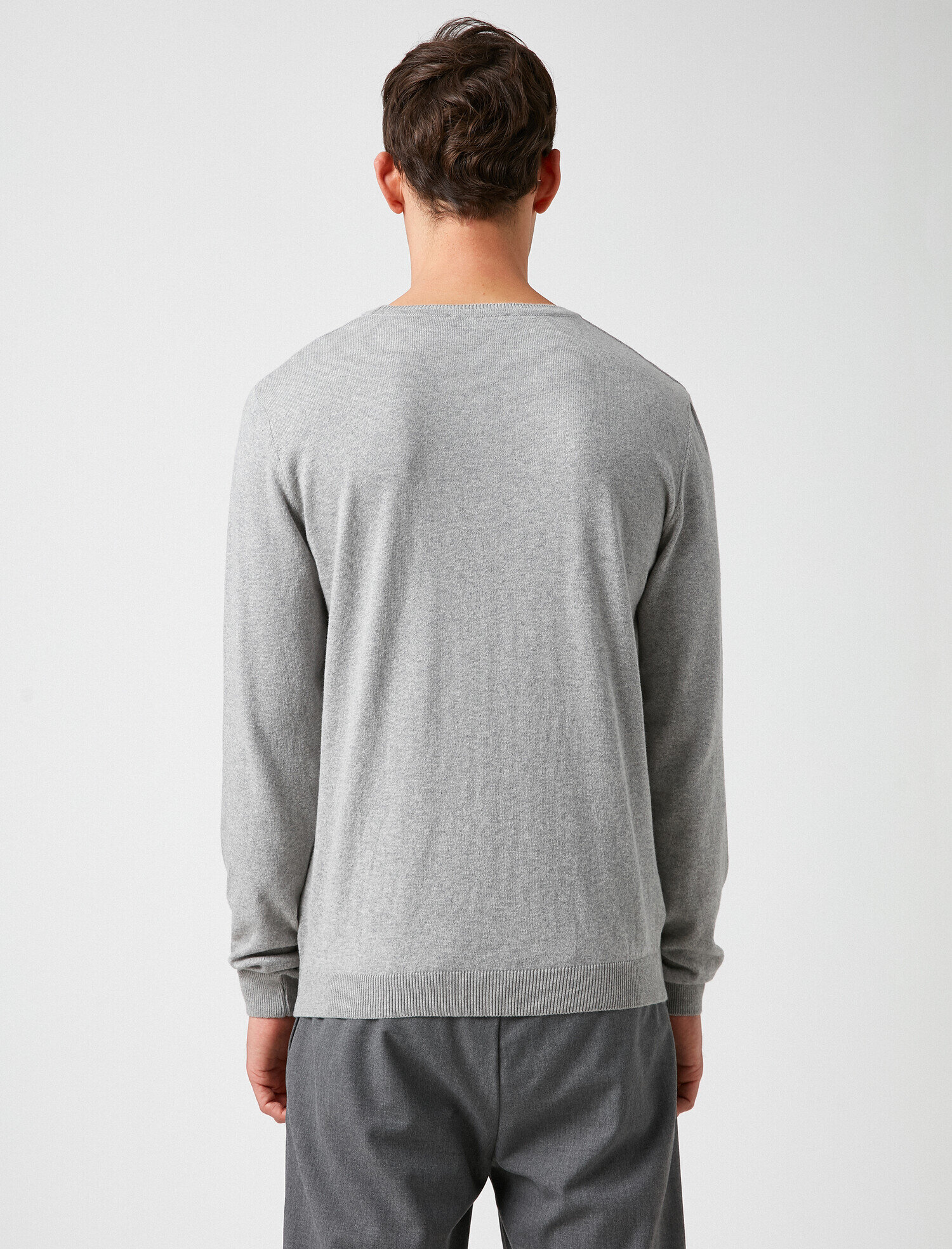   Uzun Kollu Triko Kazak Pamuklu Bisiklet Yaka