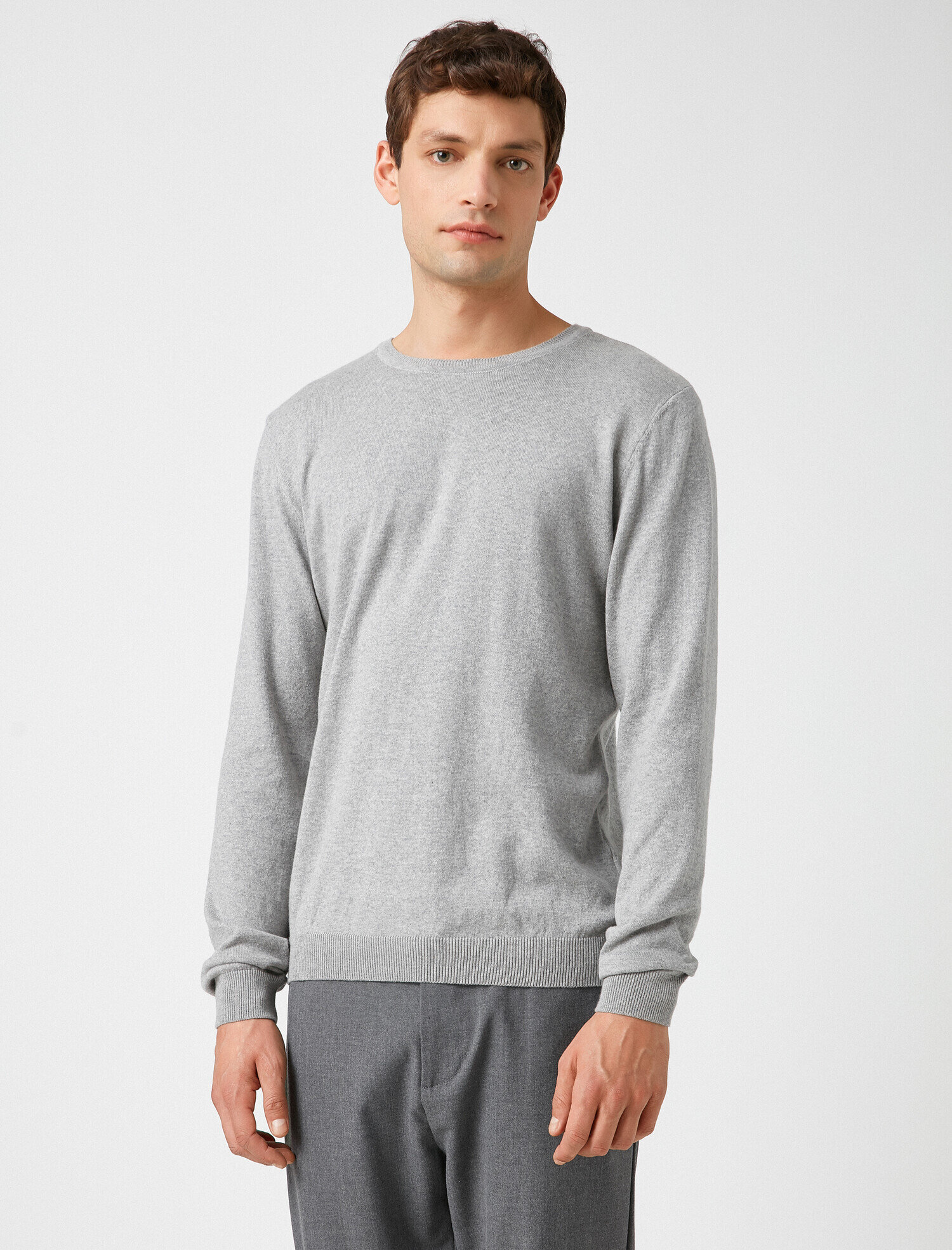   Uzun Kollu Triko Kazak Pamuklu Bisiklet Yaka