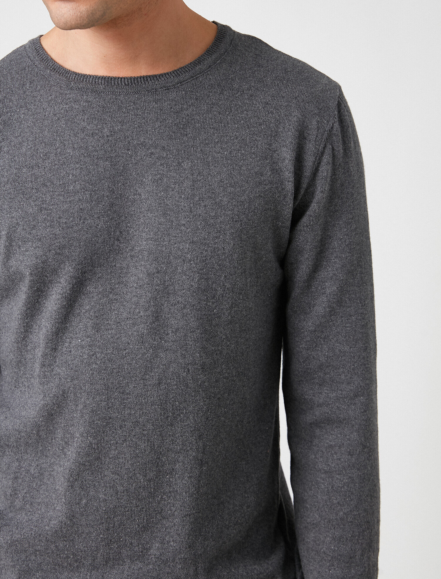   Uzun Kollu Triko Kazak Pamuklu Bisiklet Yaka