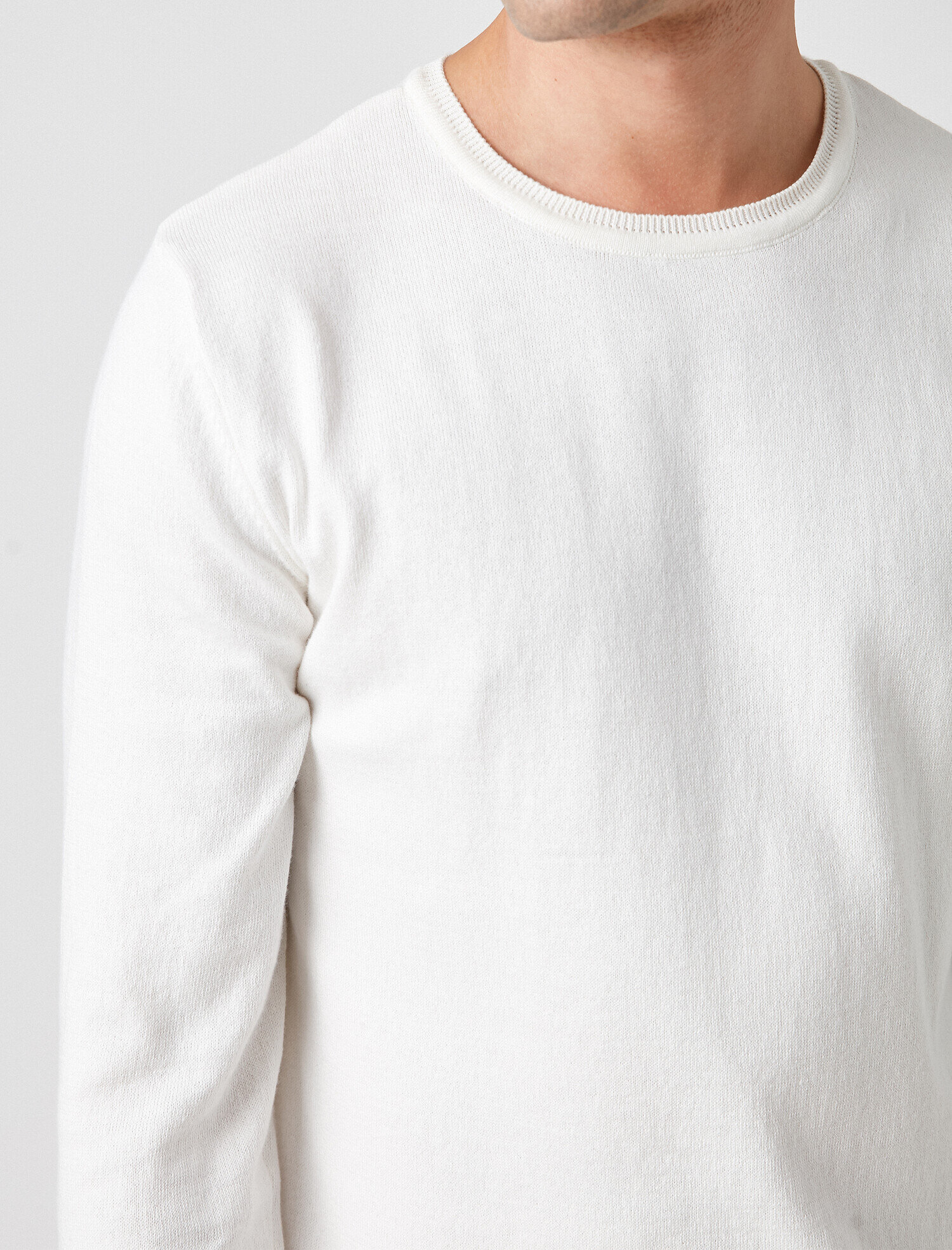   Uzun Kollu Triko Kazak Pamuklu Bisiklet Yaka