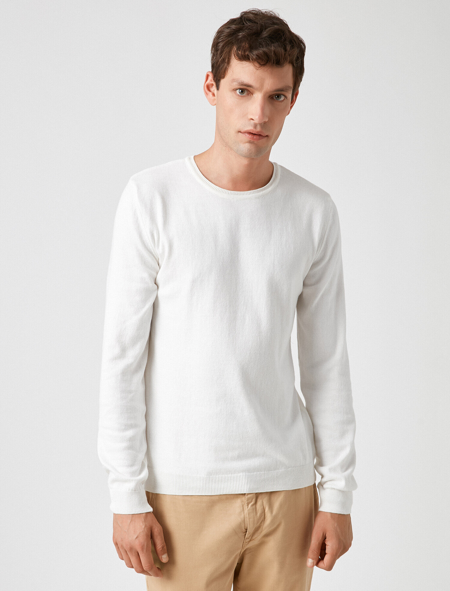   Uzun Kollu Triko Kazak Pamuklu Bisiklet Yaka