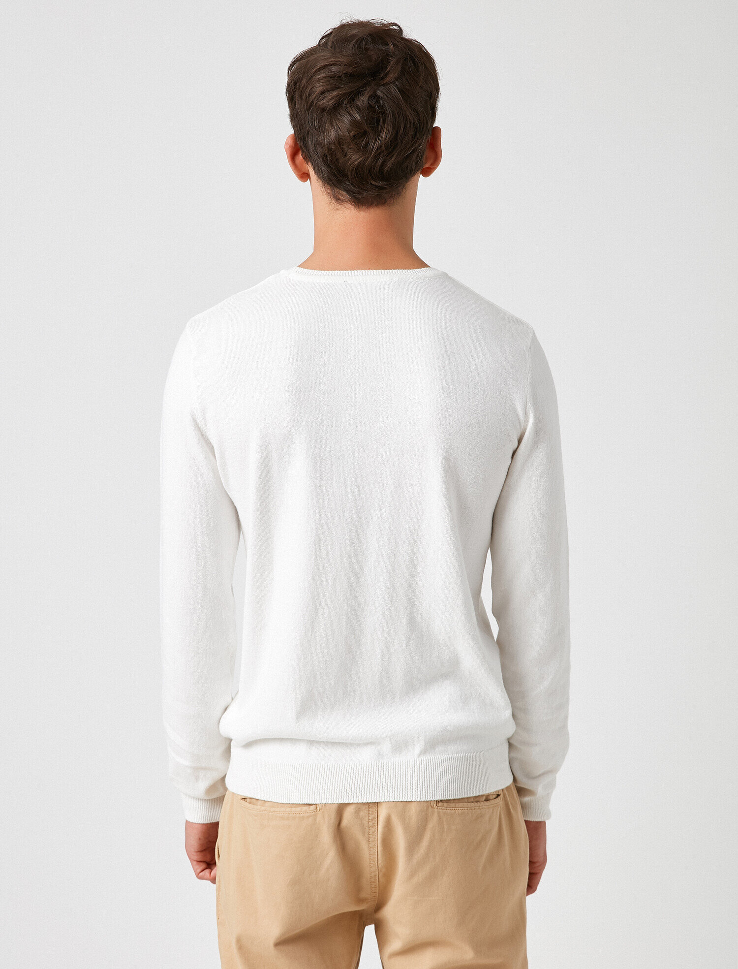   Uzun Kollu Triko Kazak Pamuklu Bisiklet Yaka