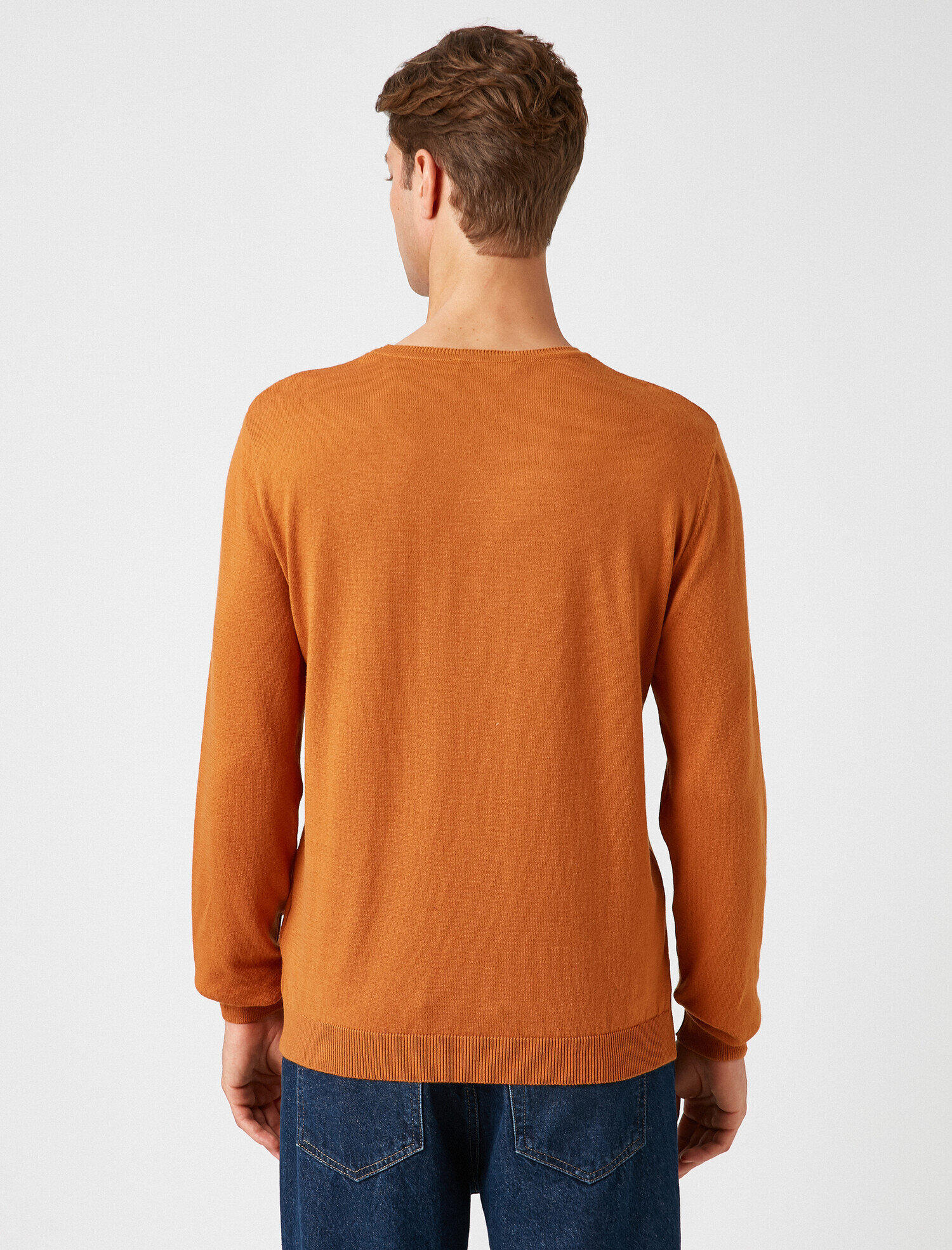   Uzun Kollu Triko Kazak Pamuklu Bisiklet Yaka