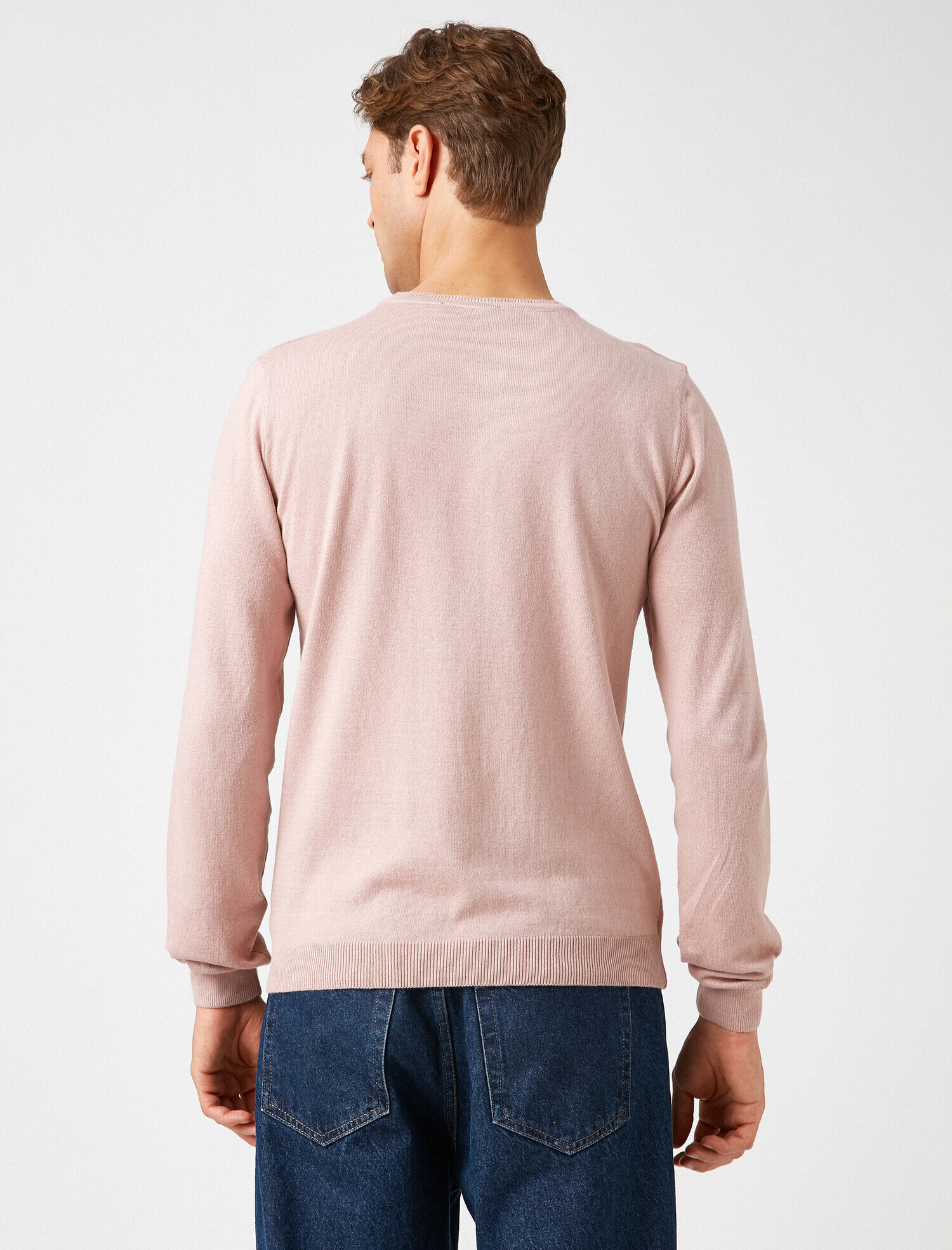   Uzun Kollu Triko Kazak Pamuklu Bisiklet Yaka