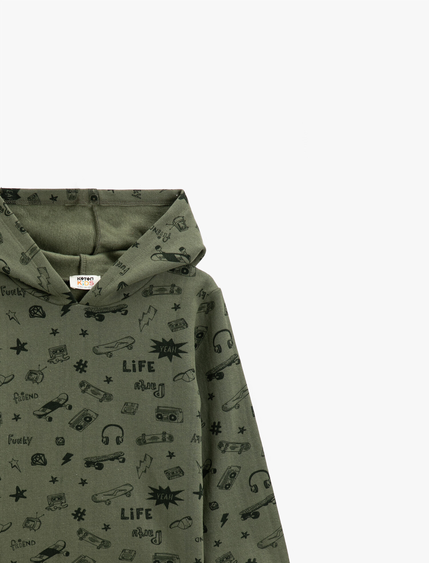  Erkek Çocuk Kapüşonlu Baskılı Pamuklu Sweatshirt