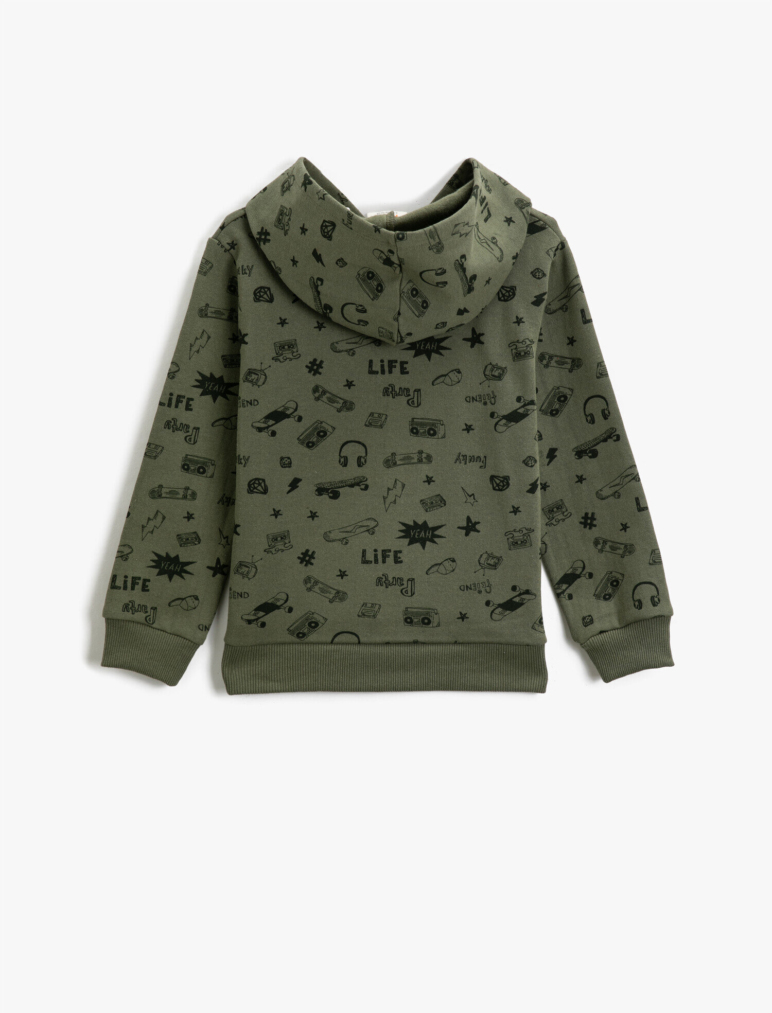  Erkek Çocuk Kapüşonlu Baskılı Pamuklu Sweatshirt